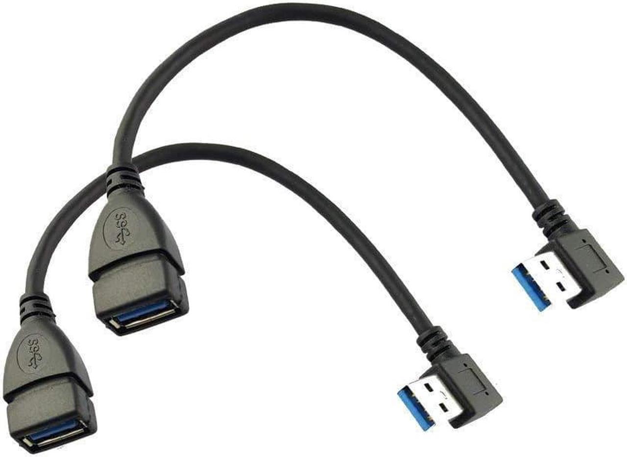 2Pcs SuperSpeed USB 3.0 Left Angle Male to Female Extension Cable - Left Angle