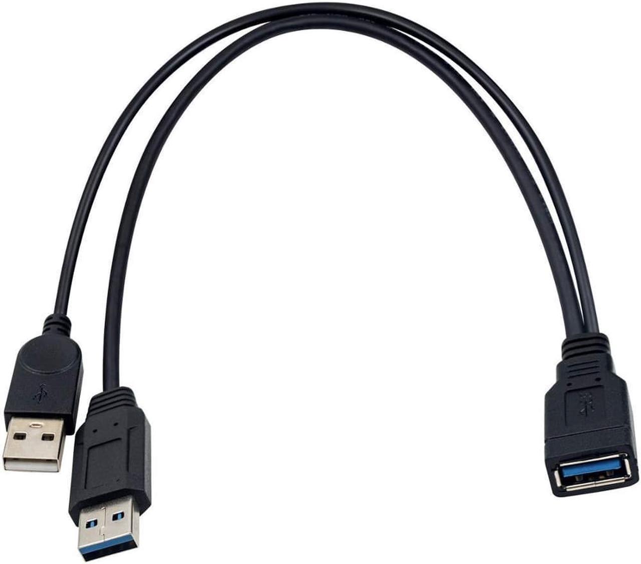 USB 3.0 Y Cable, USB 3.0 Type A Female to Dual USB Male 1 to 2 Sync Data Charging Converter Y Extension Cable Cord