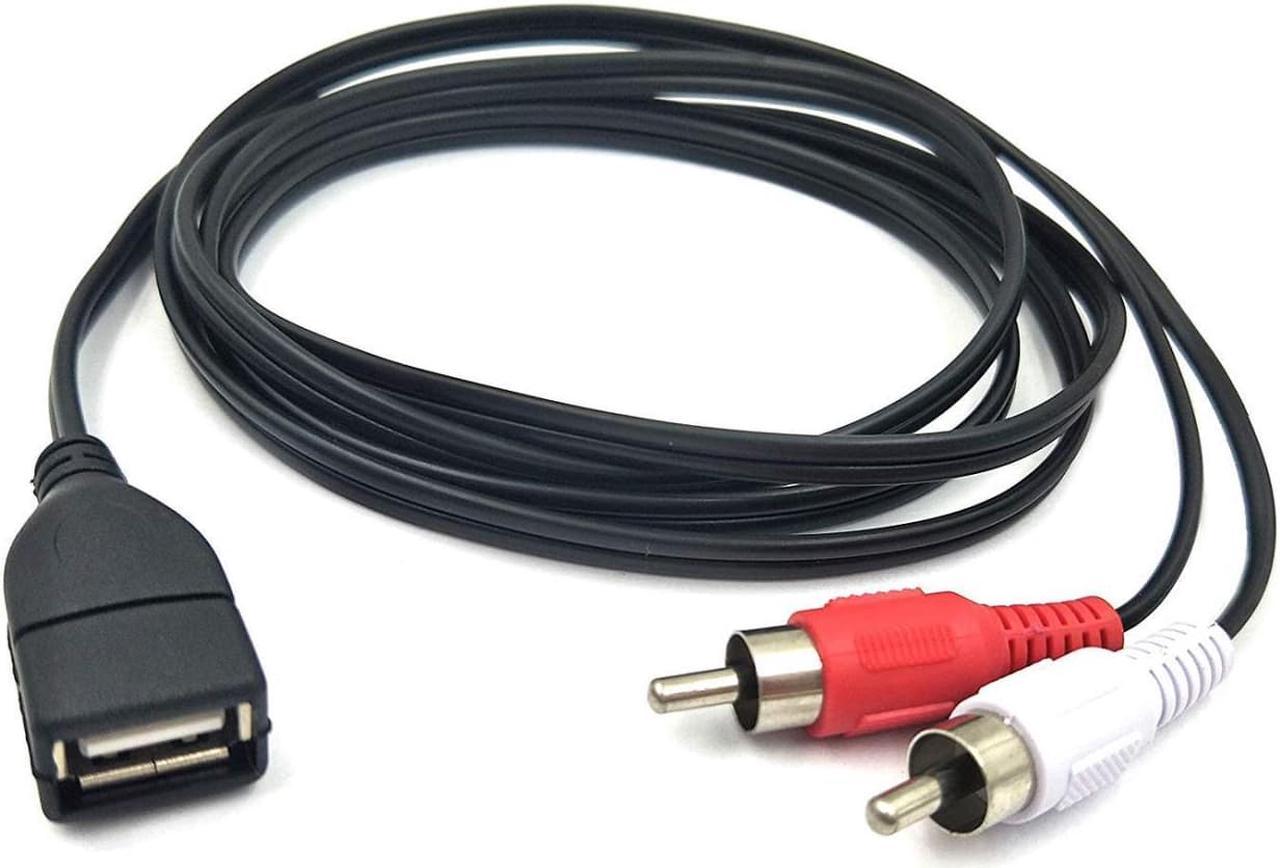 USB to 2RCA Cable,USB 2.0 Female to 2 Dual RCA Male Jack Y Splitter Audio Video AV Composite Adapter Cable - 5 Feet/1.5M