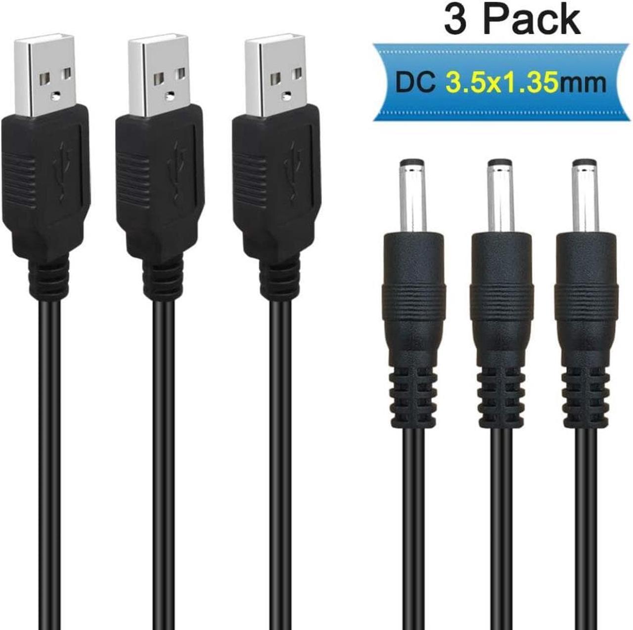 3Pack 3FT 5V DC Power Cord USB to DC 3.5mm x 1.35mm Barrel Jack Adapter Connector Charging Cable Plug