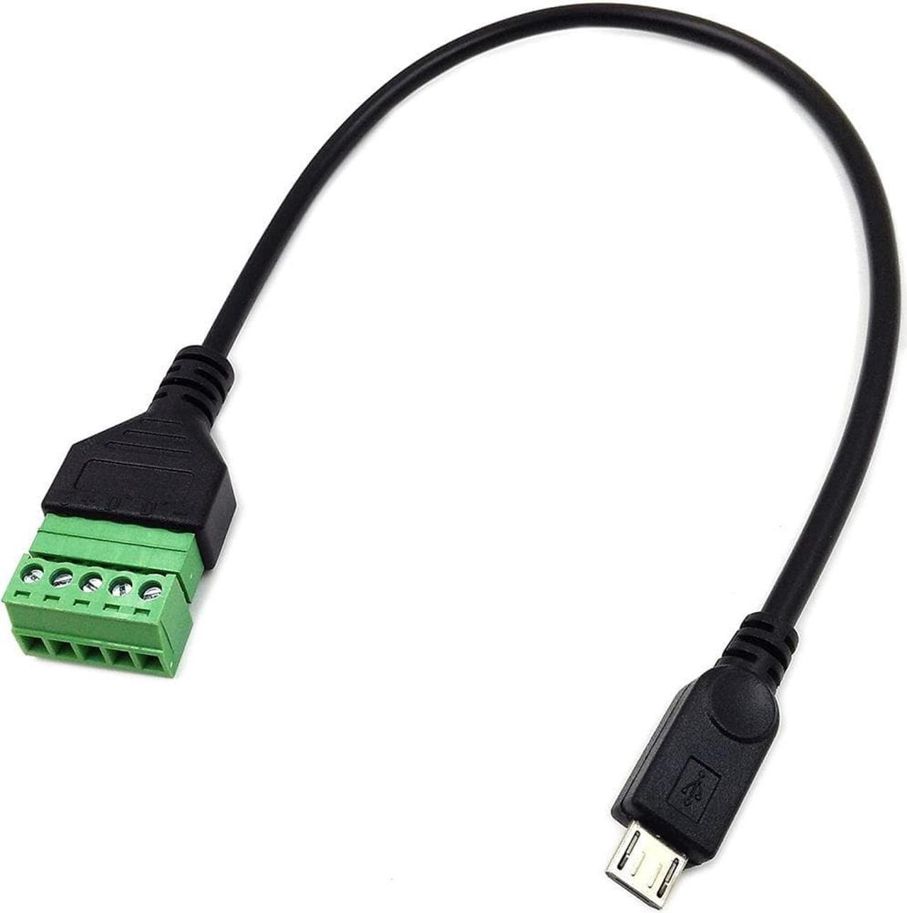 Micro USB Male to 5 Pin/Way Female Bolt Screw Shield terminals Pluggable Type Adapter Connector Cable 30cm(Micro USB Male)