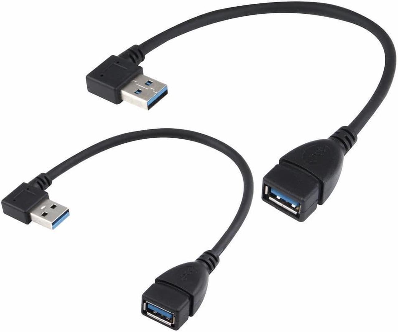 USB 3.0 Extension Cable - A Left & Right Angle - Male To Female - Pack of 2 (Black-Left Right Angle)