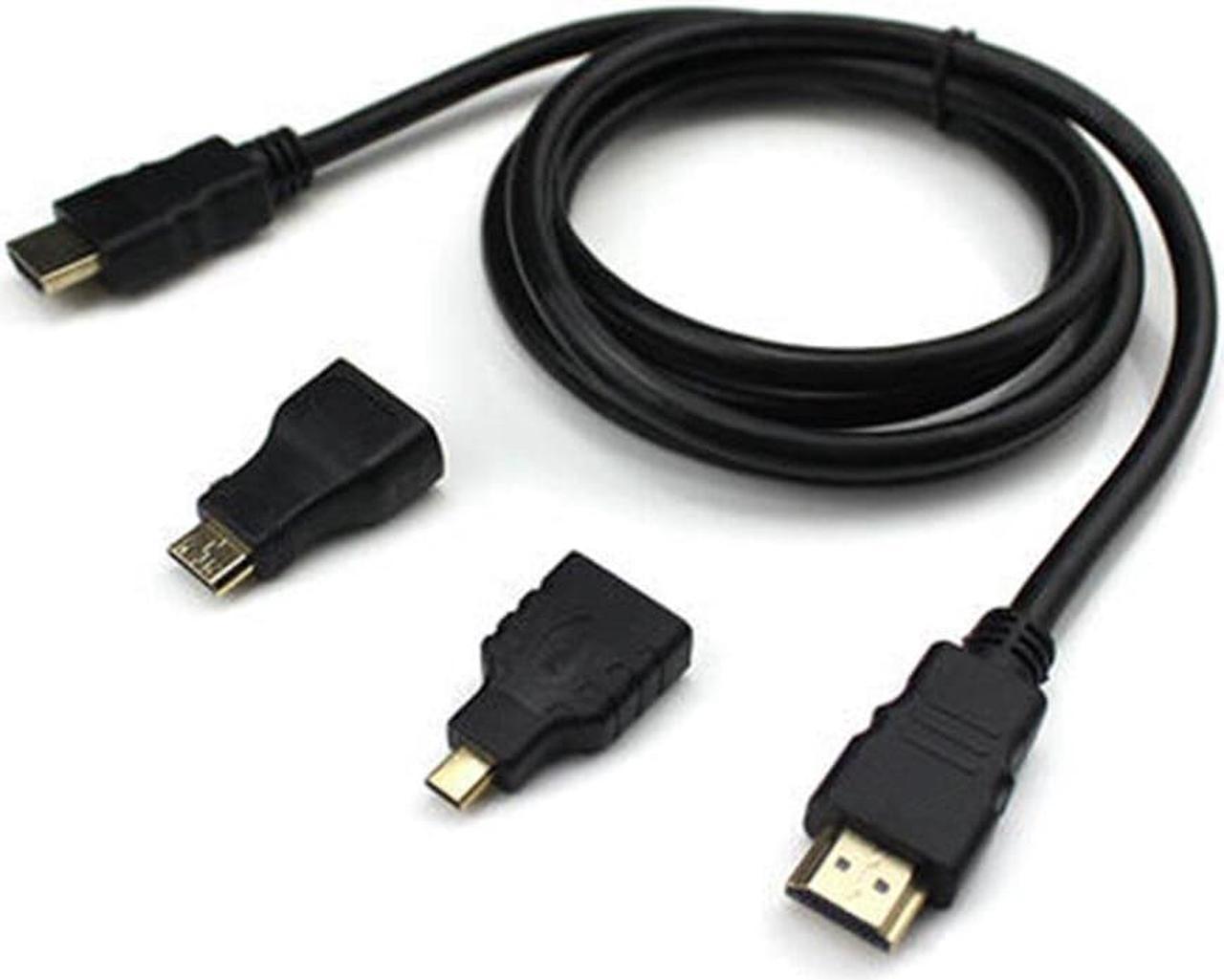 5FT HDMI-compatible Male to Male Cable + HDMI-compatible  Female to MicroHDMI-compatible   & Mini HDMI-compatible  Male Adapters