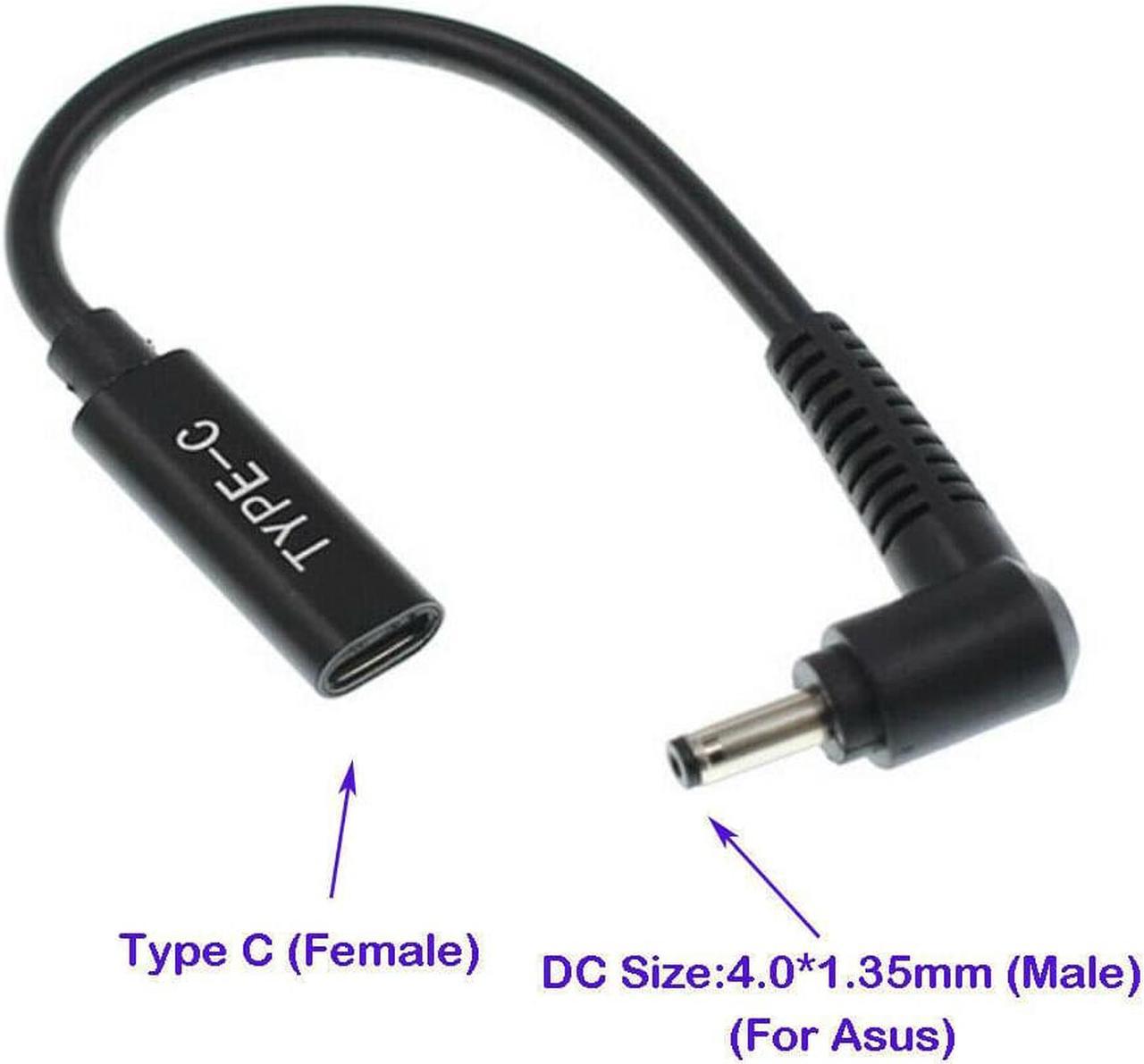 USB-C Female to 4.0x1.35mm DC Tip PD converter cable for 65W or blow laptop