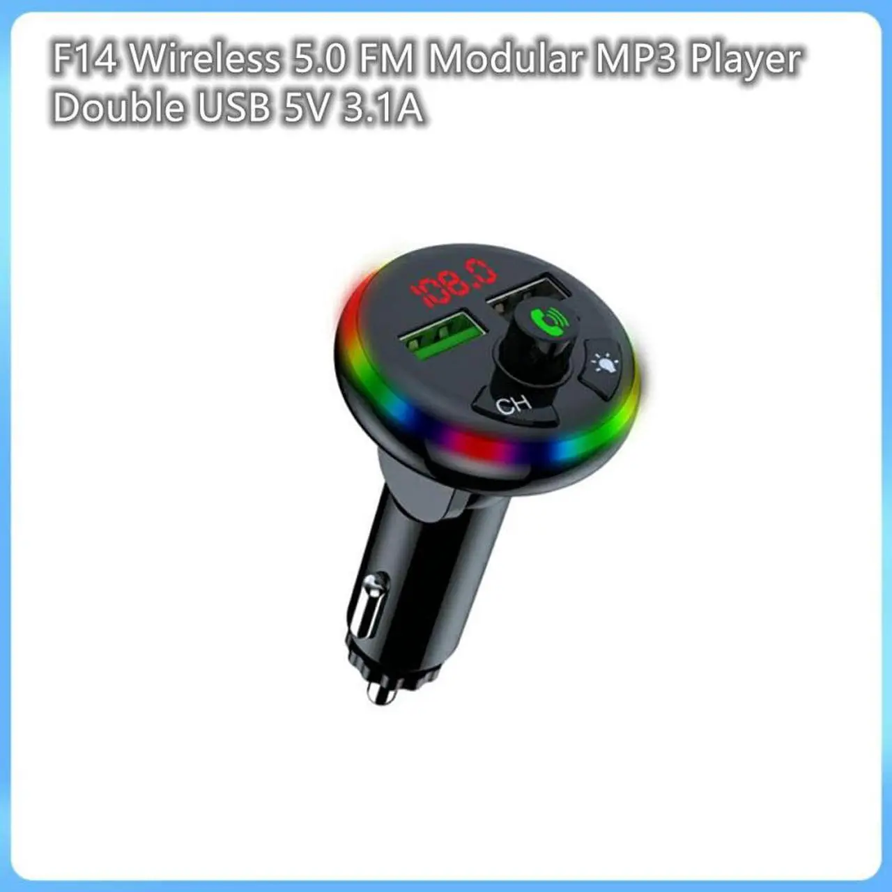Main image of F14 FM Transmitter Audio Receiver MP3 Player 3.1A 2 USB Fast Charging Handsfree Bluetooth-compatible 5.0 Car Kit