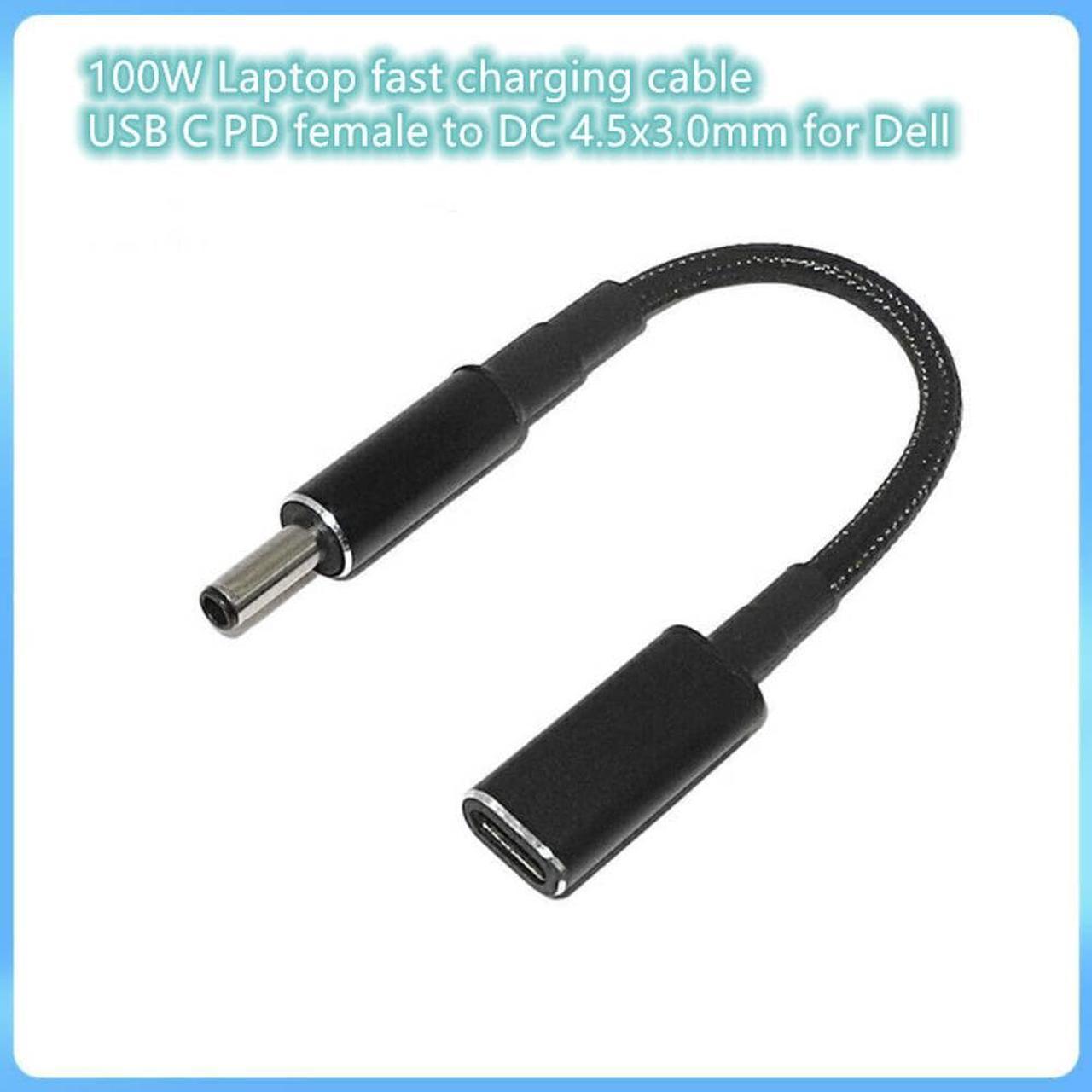 100W USB Type C female Fast Charging Cable for Inspiron 11 13 14 15 3000-7000 Series Vostro 5502 5401 USB-C to 4.5X3.0mm Ad