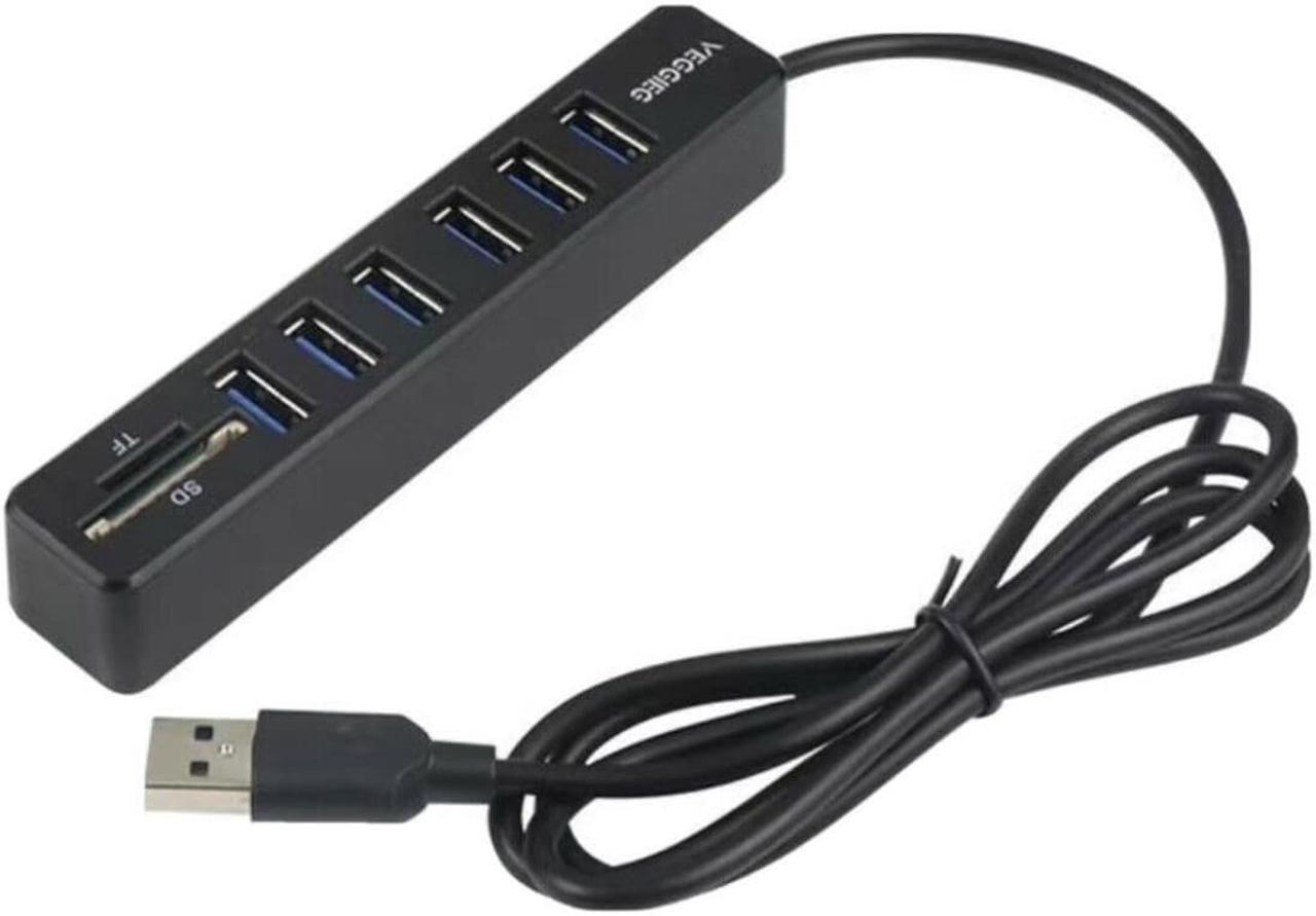 8 In 1 USB Hub 6 Port Expander Adapter USB 2.0 Multi USB Splitter Card Reader