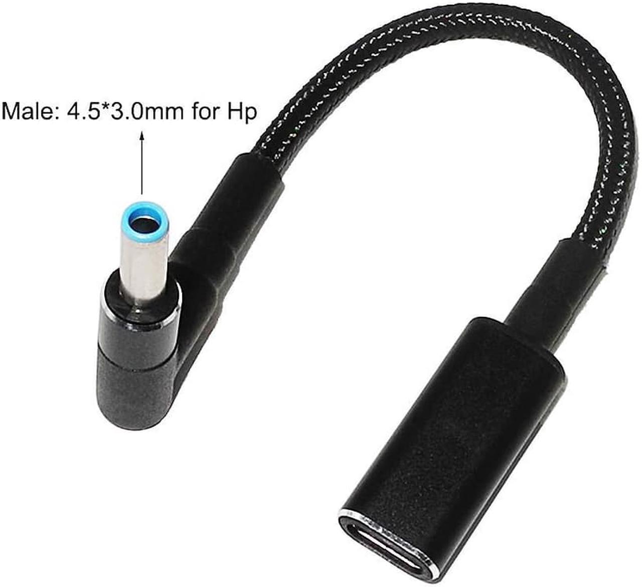 Type C female  to 4.5x3.0mm Plug Converter 100W USB C PD Fast Charging Cable for Laptop Charger