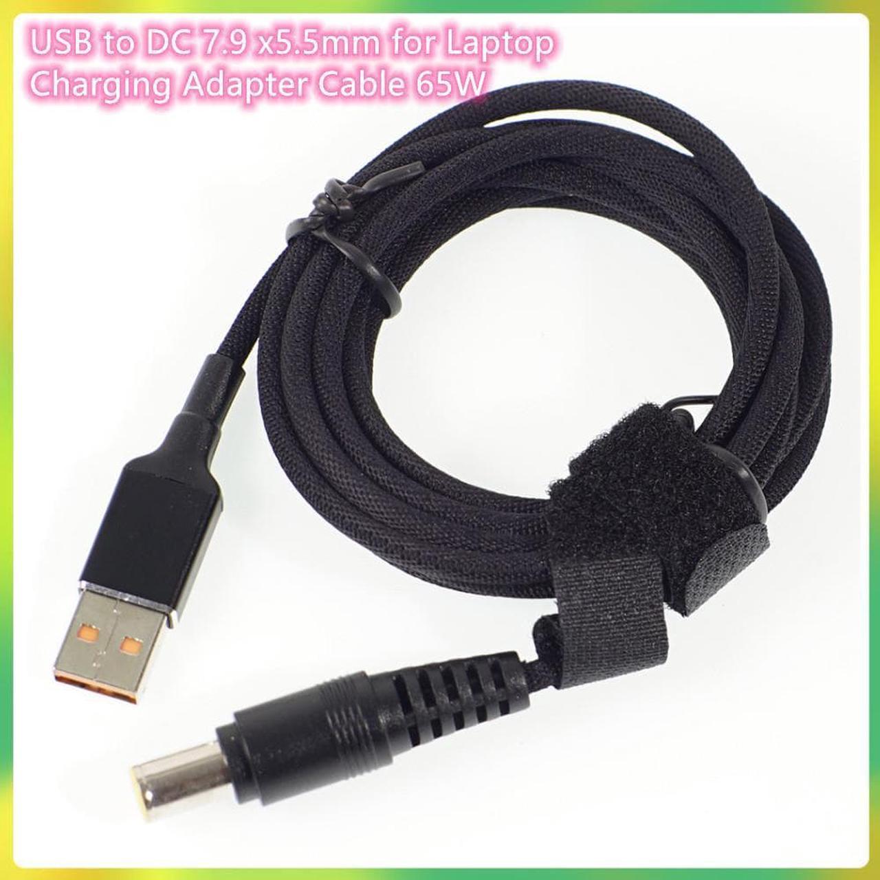 USB to DC 7.9x5.5mm for Laptop Charging Adapter Cable 65W  Braided Converter Cord for PD Power Charger Pack