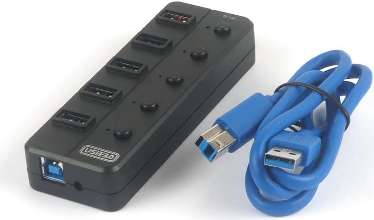 model 5 Port USB 3.0 Hub with Individual Power Switches controller and LED   USB  cable