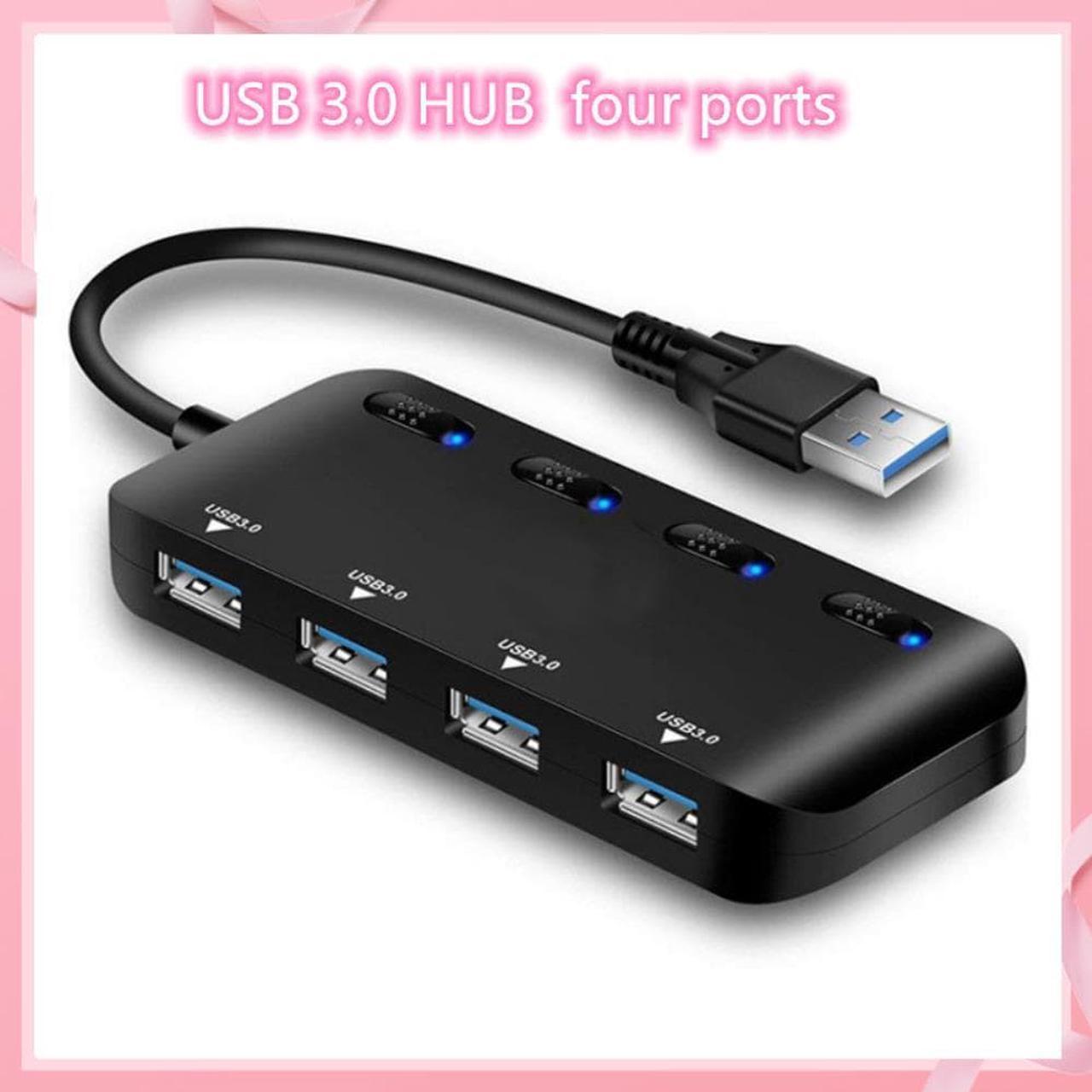 4 Port USB 3.0 Hub with switch High Super Speed Adapter Cable For PC Laptop