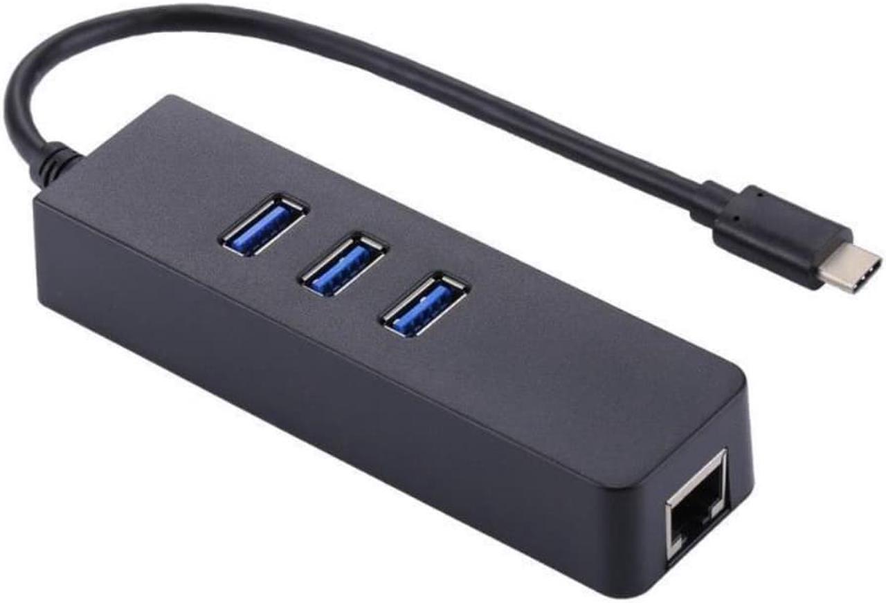 USB-C / Type-C to 3 USB 3.0 Ports HUB + RJ45 High Speed Gigabit Ethernet Adapter