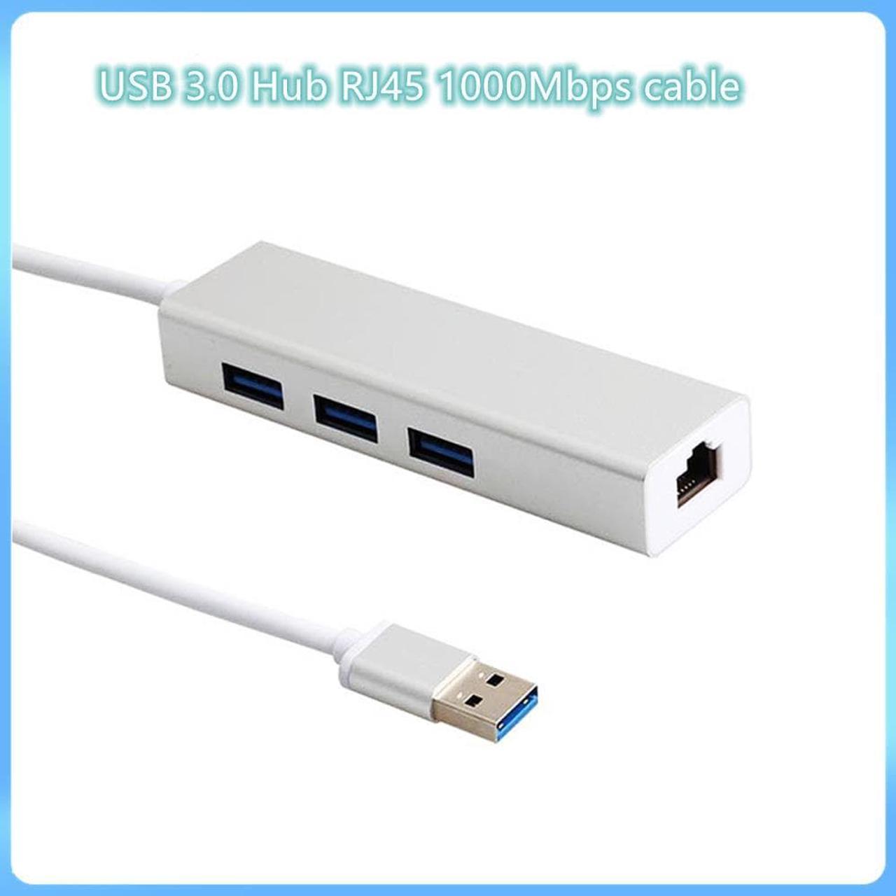 USB 3.0 to RJ45 Lan  Card Gigabit Ethernet Network adapter Cable With 3 Port Hub for Macbook air Notebook