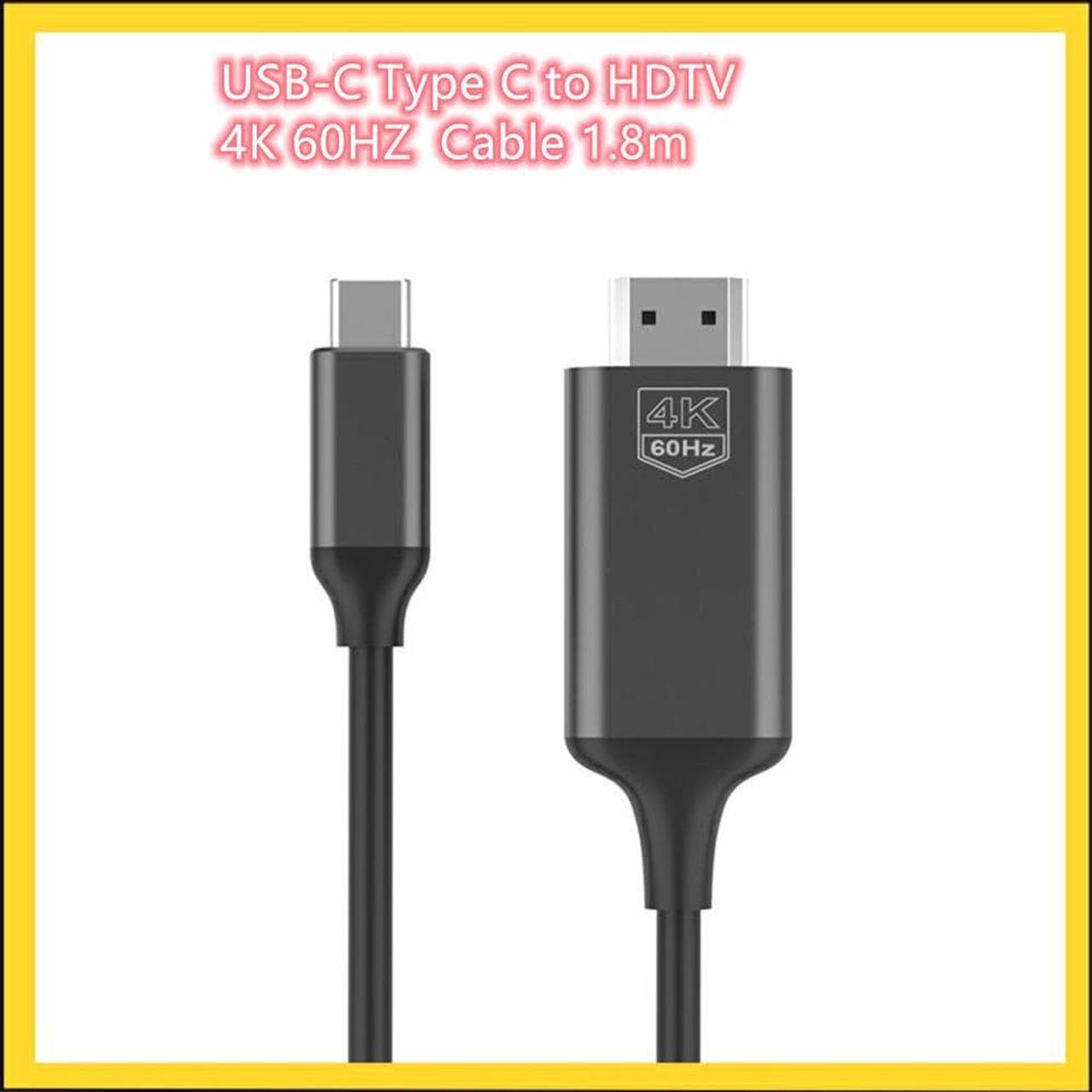 1.8m Type-C male to HD male 4K 60hz Cable adapter HDTV  male hd-mi TV   Digital AV Adapter for Android and notebook