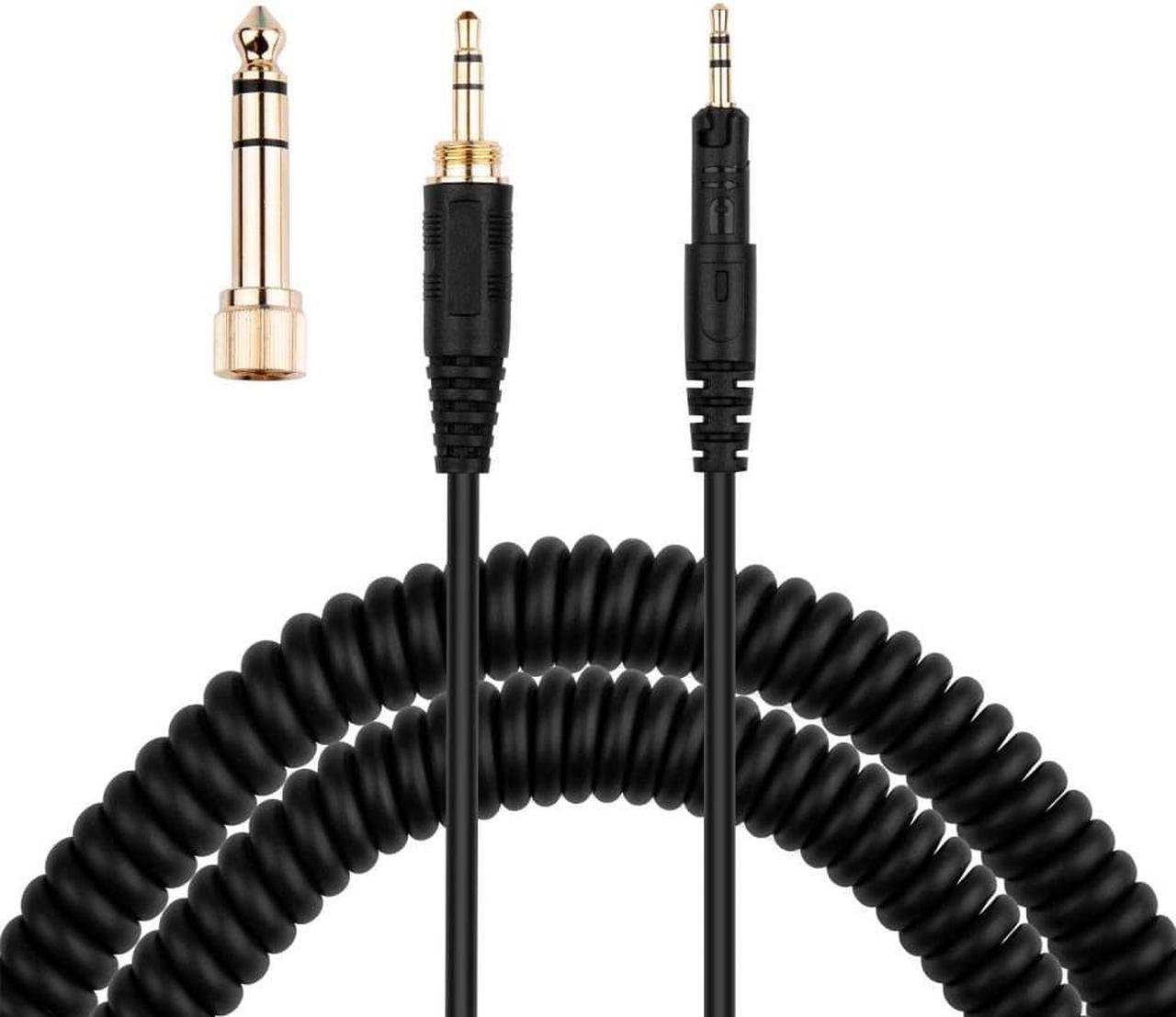 Coiled AUX Cord Replacement for Audio-Technica ATH-M40x, ATH-M50X,ATH-M70x Headphone with 1/4 inch Adapter, 4ft to 10ft