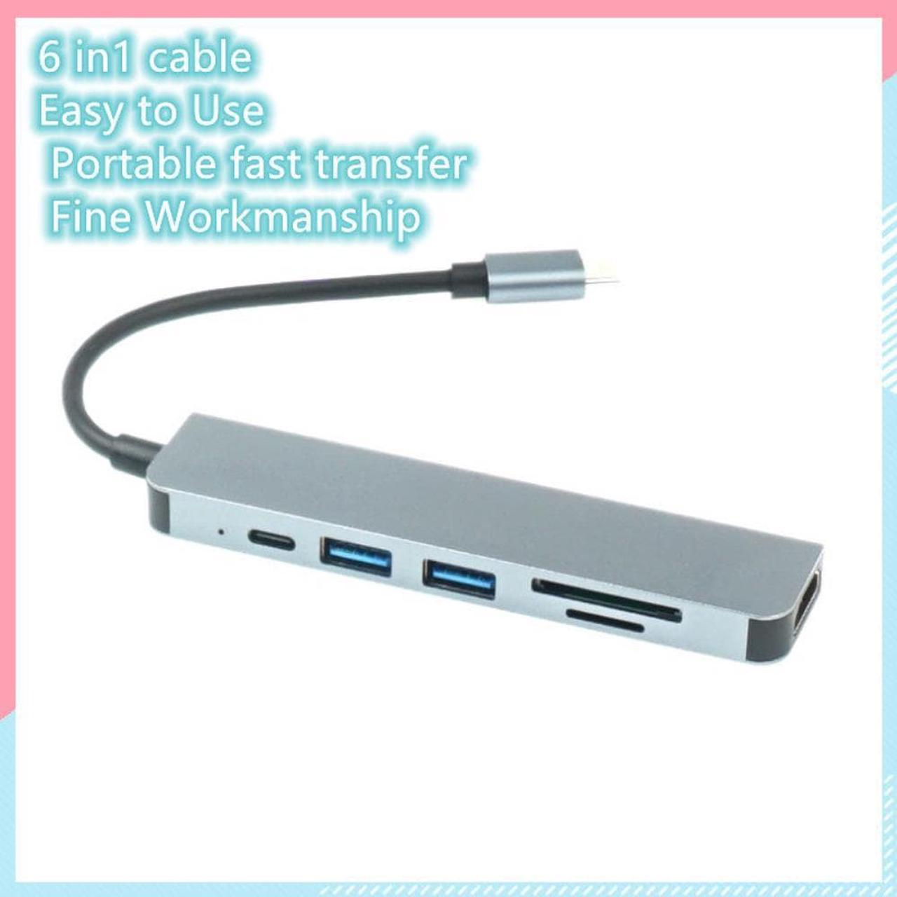 Type C toUSB Hub 6 IN 1 HDMI-compatible  USB3.0 PD SD/TF Card Reader Adapter cable