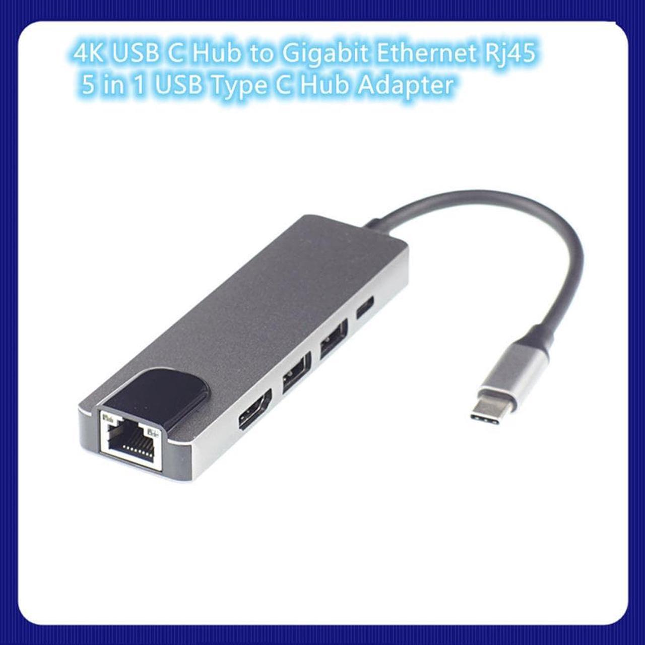 5 in 1 Type C to RJ45 4K HDTV USB 3.0 Charging Hub Adapter Converter for MacBook Pro