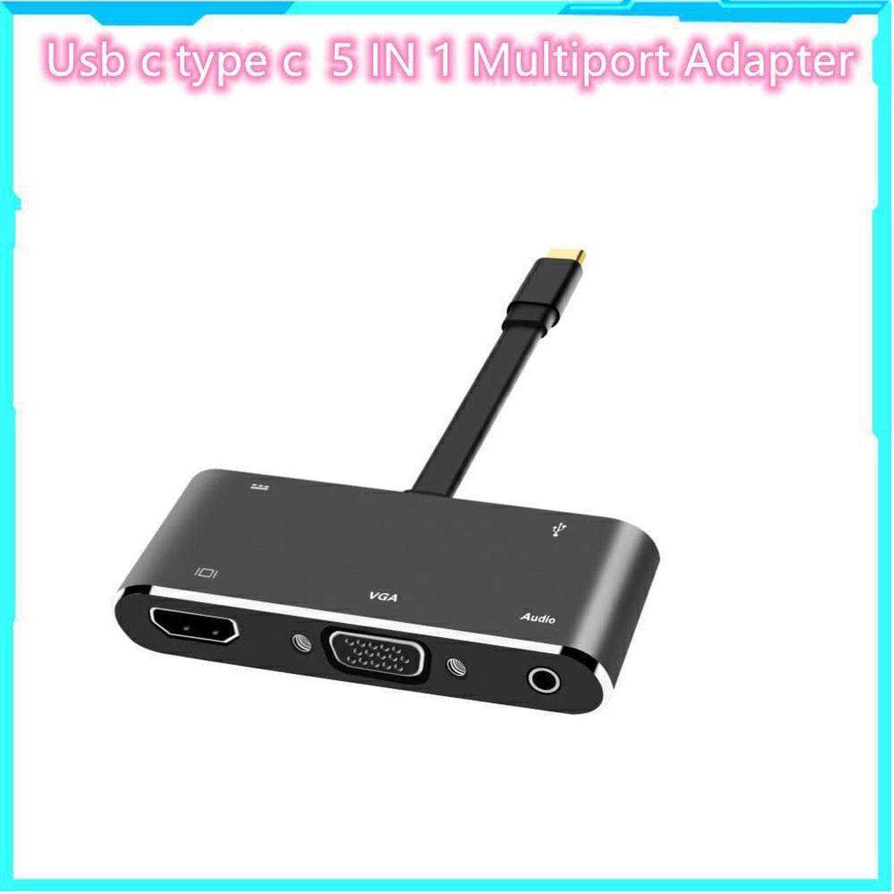 USB 3.1 Type-C Thunderbolt 3 to HD VGA USB 3.0 Aux Adapter for MacBook S20 Dex Surface P30 Xiaomi 10 TV