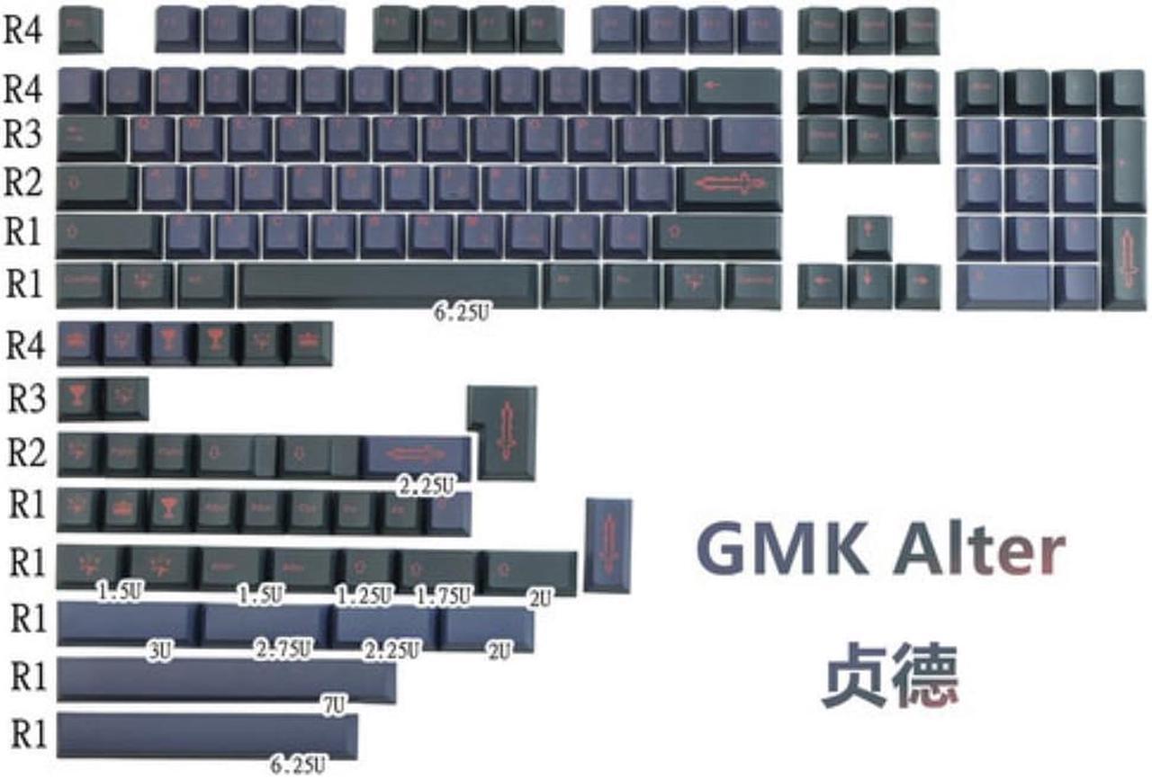 GMK Alter Keycaps Profile Key Caps 142 keys-set keycap With 2U 1.75U Shift For MX Switch Fit 61/64/68/87/96/104 Keyboard