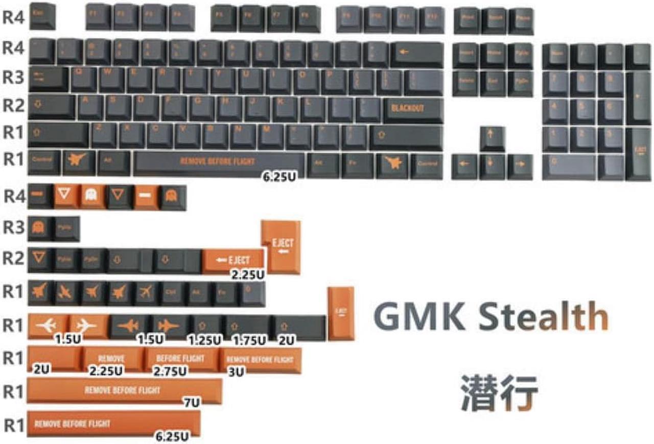 140 Keys GMK Stealth Keycaps PBT Dye Sublimation Key Caps Profile Keycap For MX Switch Fit 61/64/68/87/96/104 Keyboard