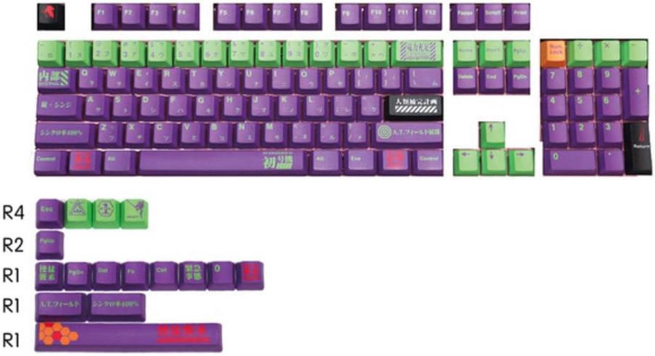 Keycap 118 Keys EVA Keycap Purple PBT OEM Keycaps 6.25X For MX Keyboard Japanese Language Without Keyboard