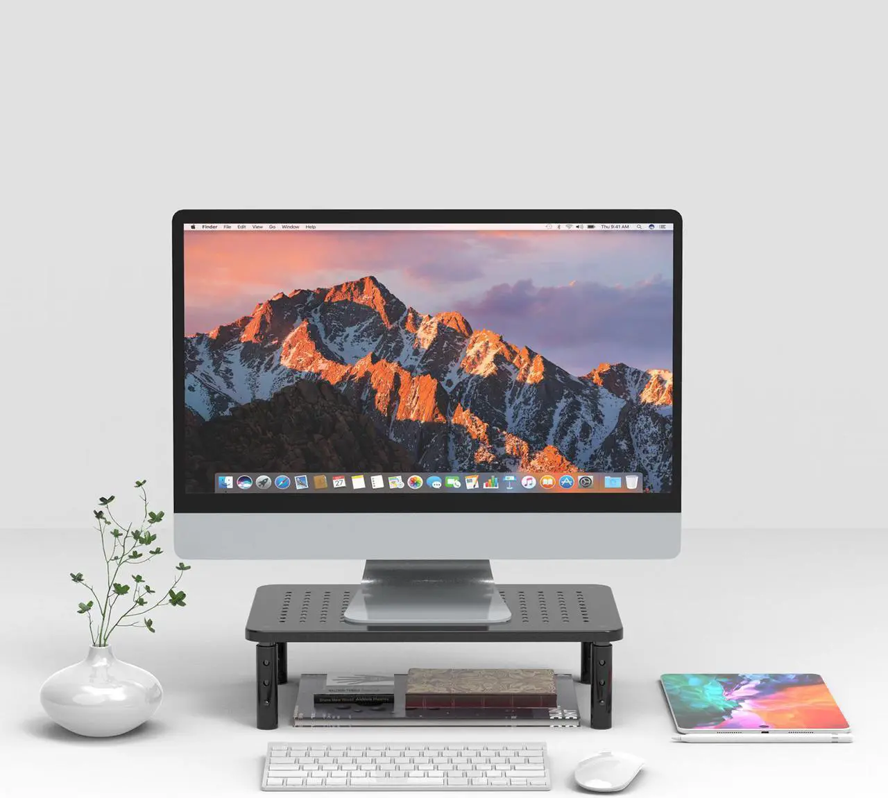 Alt view image 2 of 7 - Two Pack Minthouz Monitor stand 14 x 9 inch, 3 Heights Adjustable Monitor Mount for Computer, Laptop, iMac, Printer, Vented Metal Monitor Stand Riser Desk Organizers and Accessories