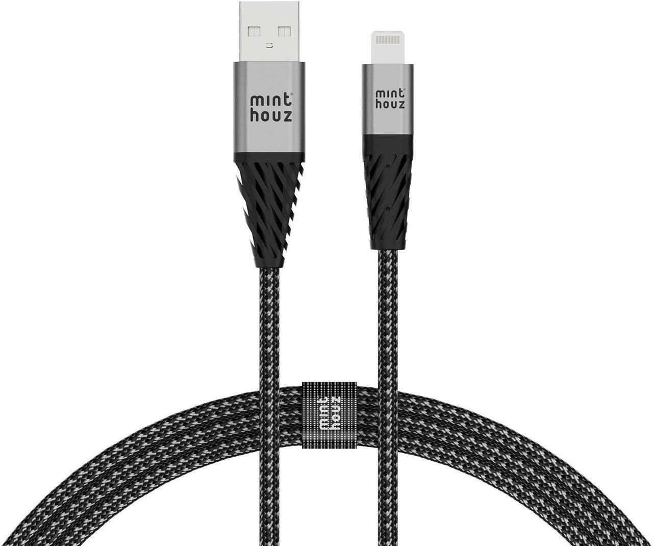 iPhone Charger MINTHOUZ [1-Pack 6ft] for Apple MFi Certified Lightning Cable, 6ft Long iPhone Nylon Braided Cord Data Charging USB Cable for iPhone12/11/X/8/7/6, Gray