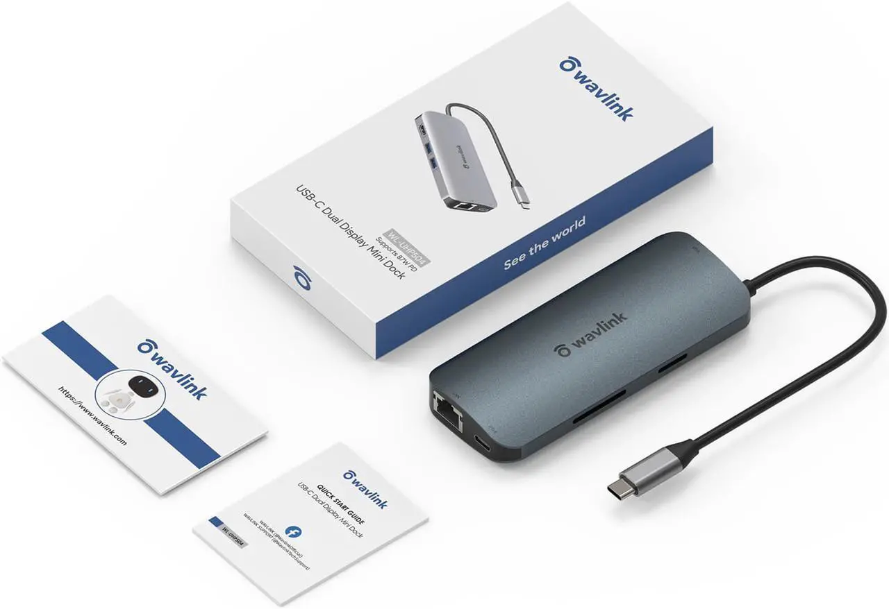 Alt view image 6 of 7 - Wavlink USB C Hub, PD 8-in-1 USB C Adapter, with 60W Laptop Power Delivery, 4K 30Hz HDMI Port, 2K 60Hz VGA Port, 2 USB A Ports, Gigabit Ethernet Port, microSD and SD Card Reader, for MacBook Pro, etc.