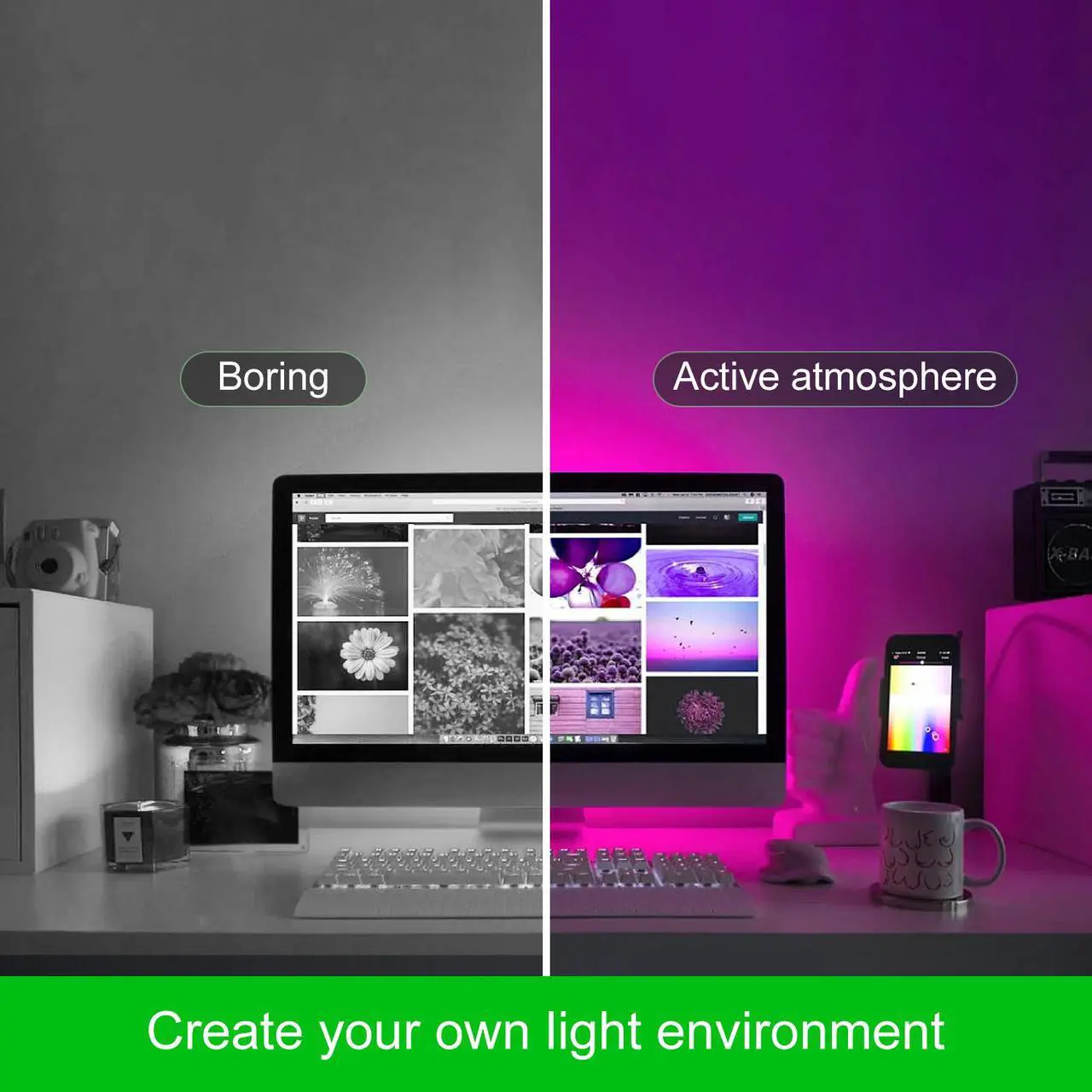 Alt view image 2 of 7 - Minthouz 2PCS 16.4FT Christmas Led Strip Lights, Ultra Long RGB 5050 Color Changing LED Light Strips Kit with 44 Keys Ir Remote Led Lights for Bedroom, Kitchen, Home Decoration Xmas Gifts