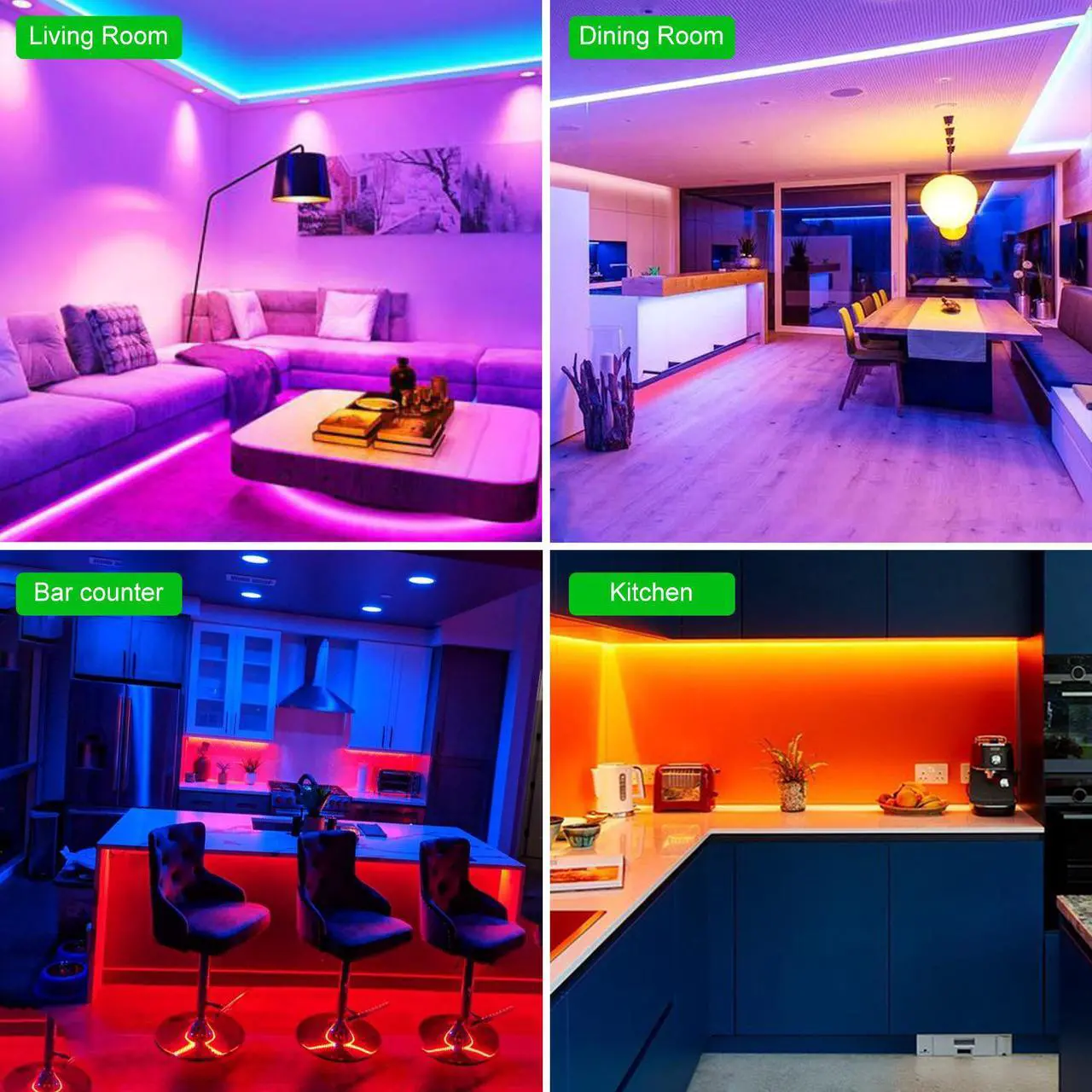 Alt view image 5 of 7 - Minthouz 2PCS 16.4FT Christmas Led Strip Lights, Ultra Long RGB 5050 Color Changing LED Light Strips Kit with 44 Keys Ir Remote Led Lights for Bedroom, Kitchen, Home Decoration Xmas Gifts