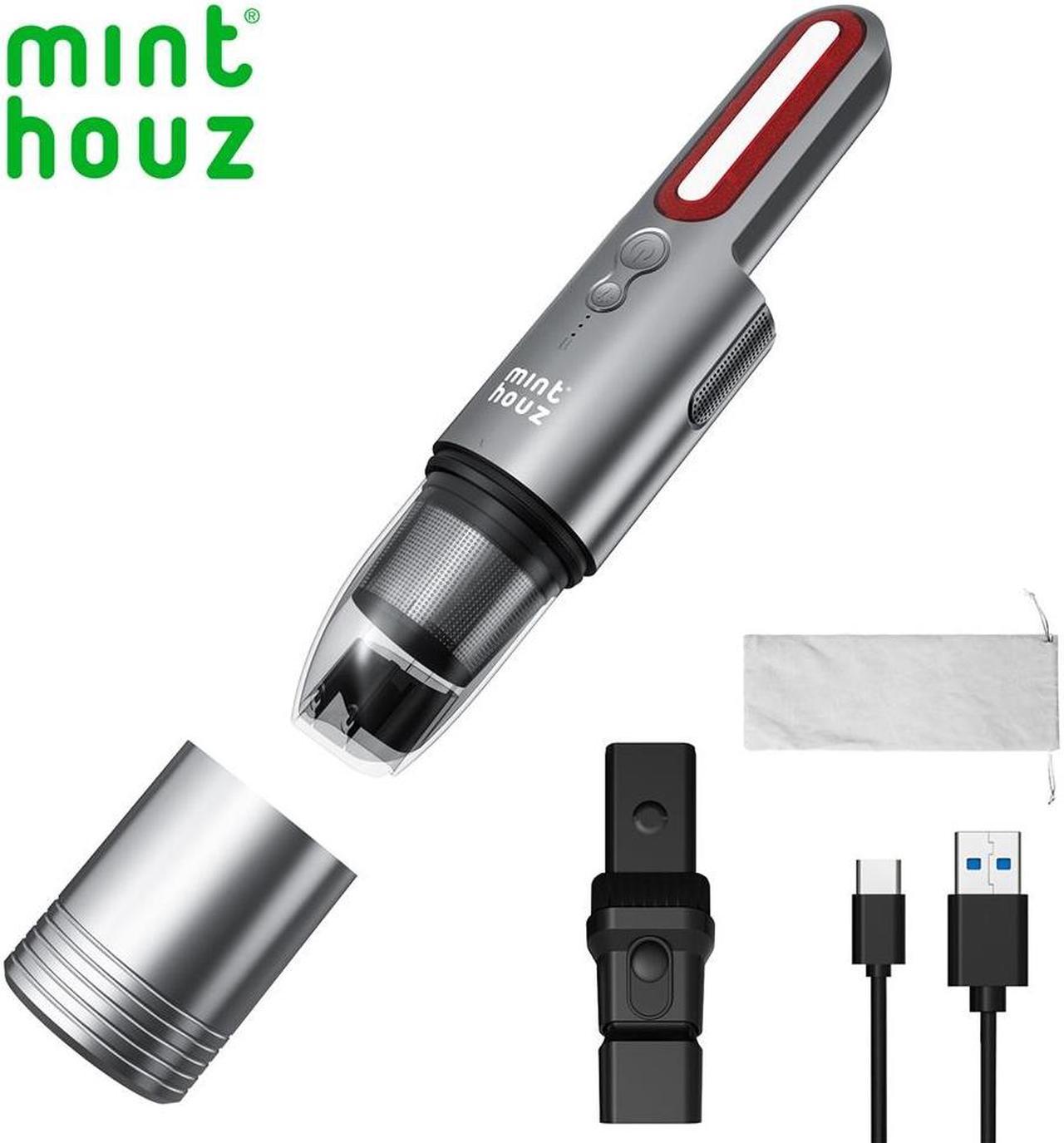 Minthouz Portable Cordless Handheld Vacuum Cleaner, Strong Suction Car Vacuum Cordless Rechargeable Dust Buster, Mini Hand Held Vacuum Cleaner with LED, Hand Vacuum for Car, Home & Pet Hair - USB C