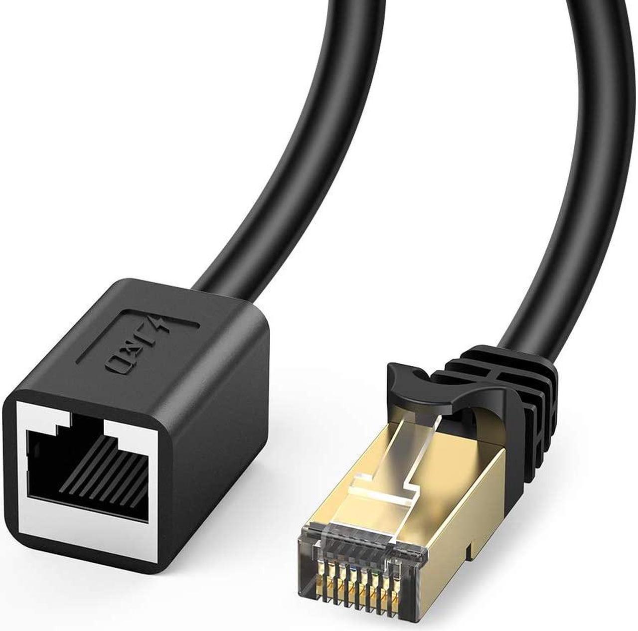 J&D Ethernet Extension Cable Cat 6 Ethernet Extender Cable Adapter (20 Feet) Support Cat6 / Cat5e / Cat5 Standards RJ45 Cords Shielded Male to Female