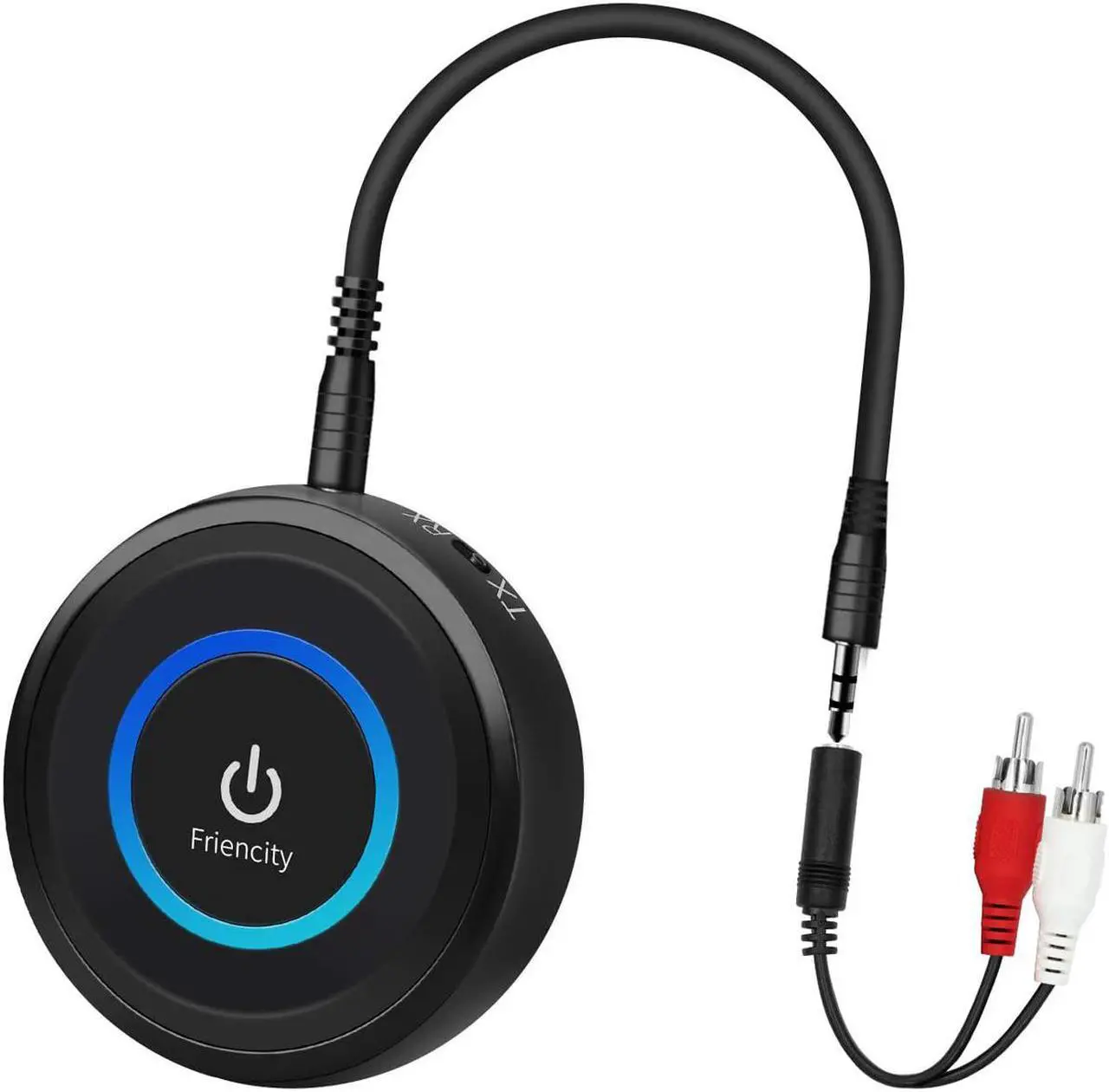 Main image of Friencity Bluetooth 5.0 Transmitter Receiver for TV Home Stereo, AptX Low Latency Wireless Audio Adapter for PC Radio Projector DVD PS4 w/ 3.5mm RCA Aux Jack, Dual Stream to 2 Headphones, 14H Playtime