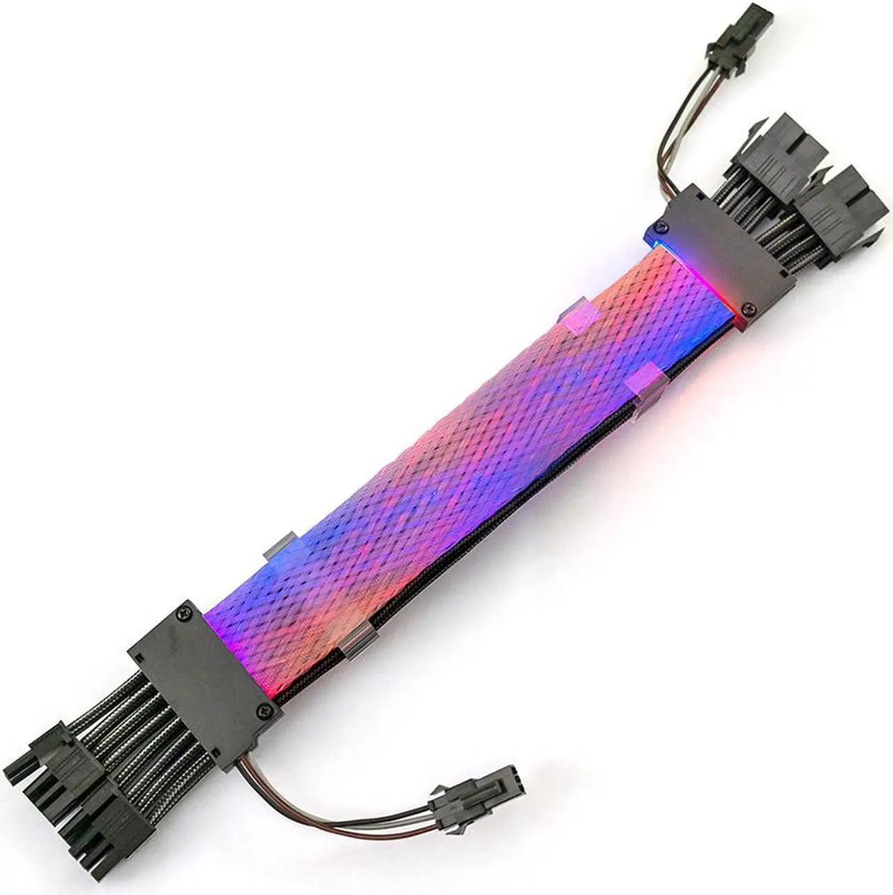Alt view image 4 of 7 - Hipesen RGB Dual 8P for GPU Dedicated Light-emitting Cables, Male-to-female Extension Cable,Light-emitting Device Plus 144×0.5 mm Fiber-optic Woven Net. (Individual Sleeved Cable)