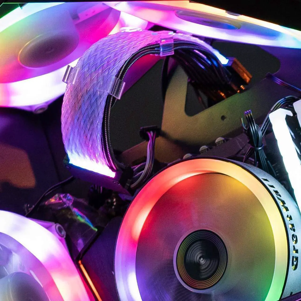 Alt view image 7 of 7 - Hipesen RGB Dual 8P for GPU Dedicated Light-emitting Cables, Male-to-female Extension Cable,Light-emitting Device Plus 144×0.5 mm Fiber-optic Woven Net. (Individual Sleeved Cable)