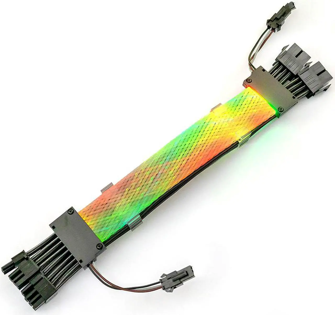 Alt view image 2 of 7 - Hipesen RGB Dual 8P for GPU Dedicated Light-emitting Cables, Male-to-female Extension Cable,Light-emitting Device Plus 144×0.5 mm Fiber-optic Woven Net. (Individual Sleeved Cable)