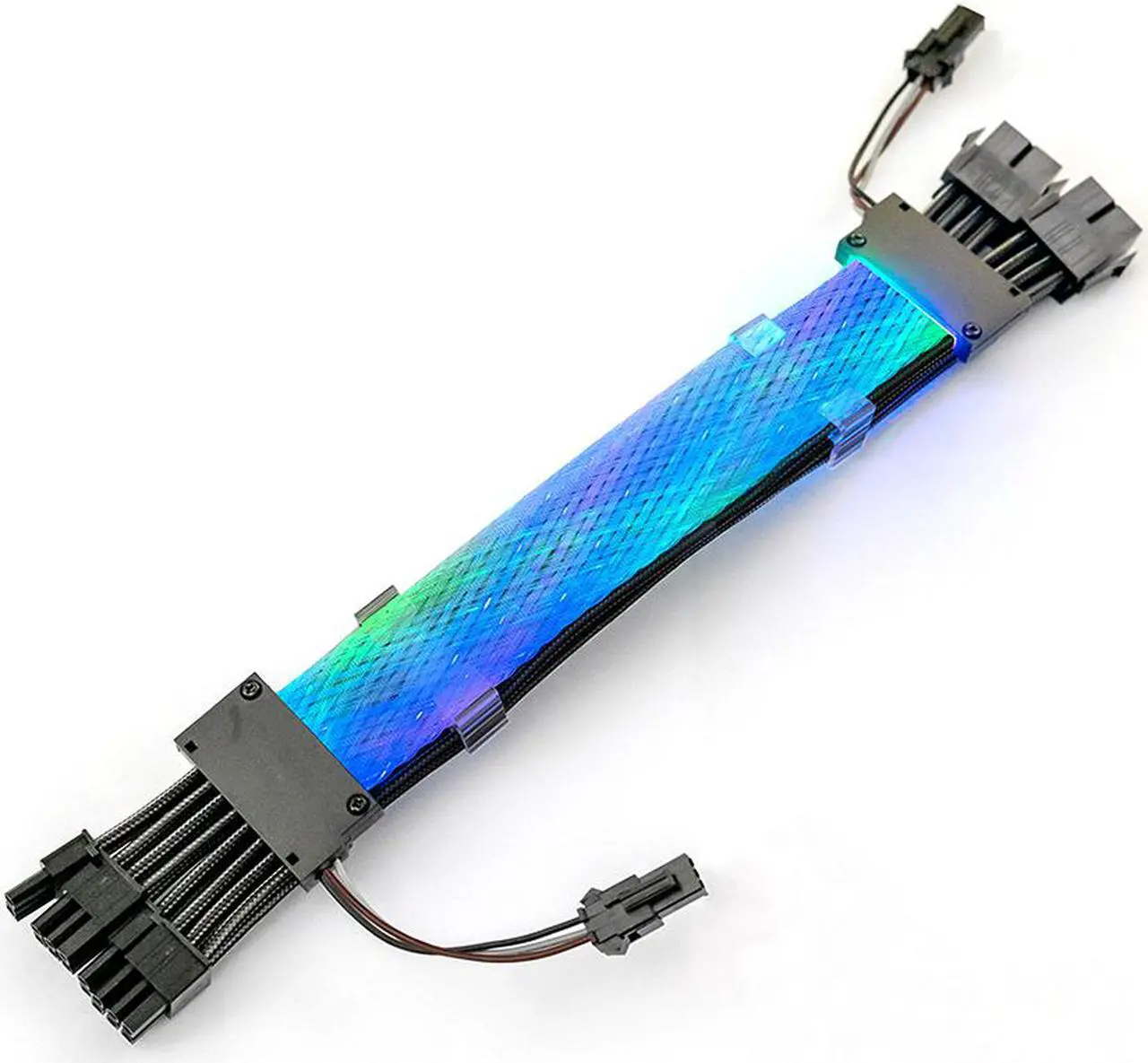Alt view image 3 of 7 - Hipesen RGB Dual 8P for GPU Dedicated Light-emitting Cables, Male-to-female Extension Cable,Light-emitting Device Plus 144×0.5 mm Fiber-optic Woven Net. (Individual Sleeved Cable)