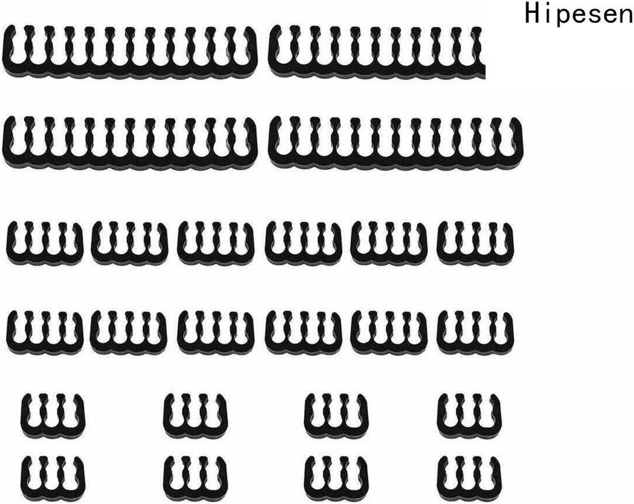 Main image of Hipesen 24 Pieces Set = 24-pin x 4, 8-pin x 12, 6-pin x 8 Cable Comb for 3 mm Cable Gesleeved Up To 3.4 mm/0.13inch)  Frosted Black