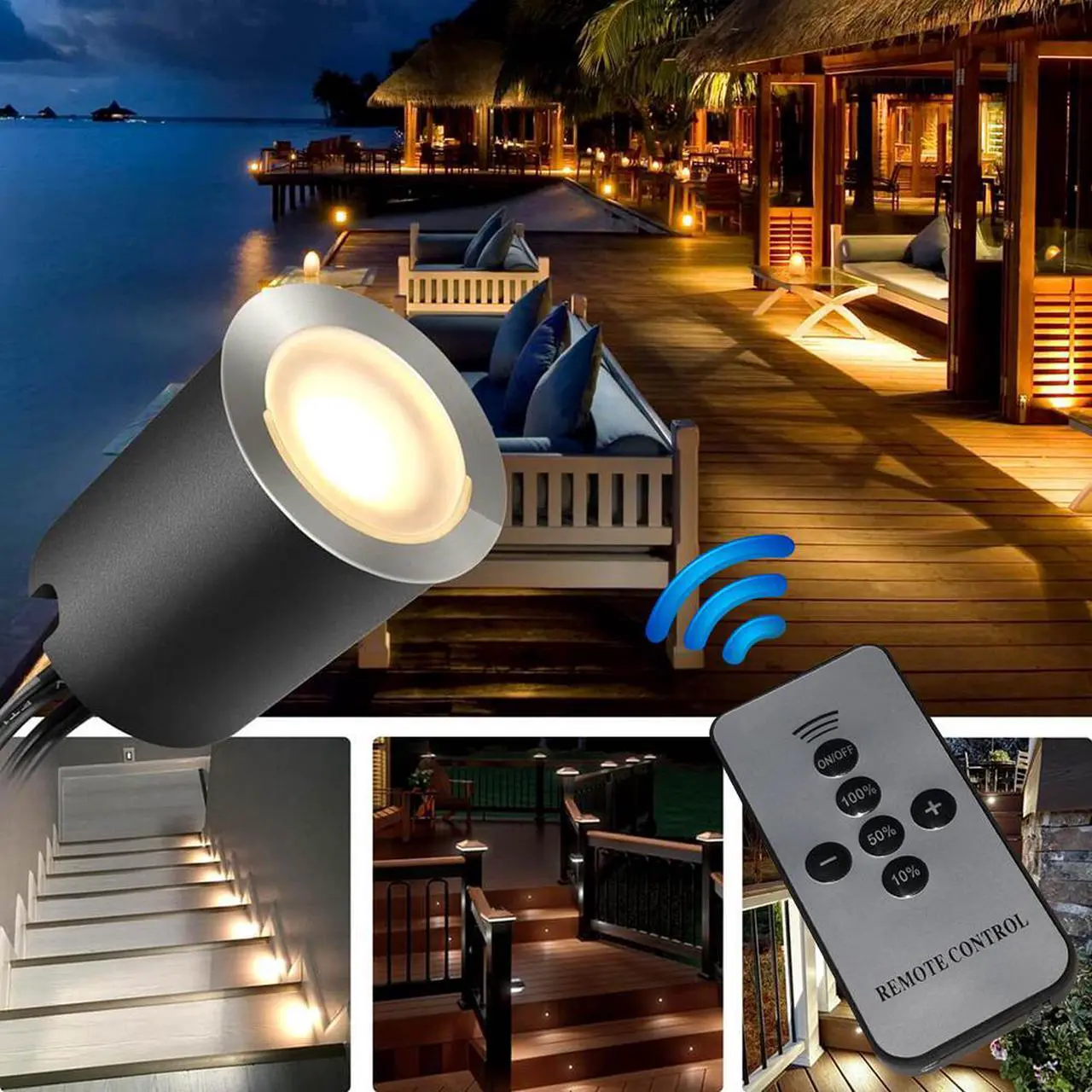 Alt view image 3 of 7 - LED Lights Dimmer, SMY Deck Lights Dimmer with RF Wireless Remote Controller in Waterproof IP67 for Led Lights Dimming with Black Extension Cable DC Male and Female Connectors