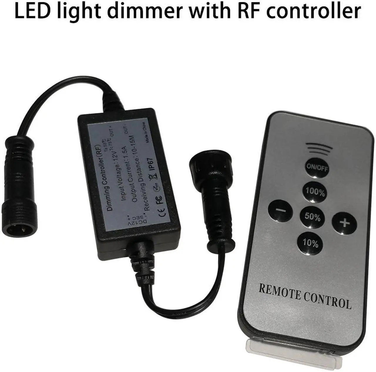Alt view image 2 of 7 - LED Lights Dimmer, SMY Deck Lights Dimmer with RF Wireless Remote Controller in Waterproof IP67 for Led Lights Dimming with Black Extension Cable DC Male and Female Connectors
