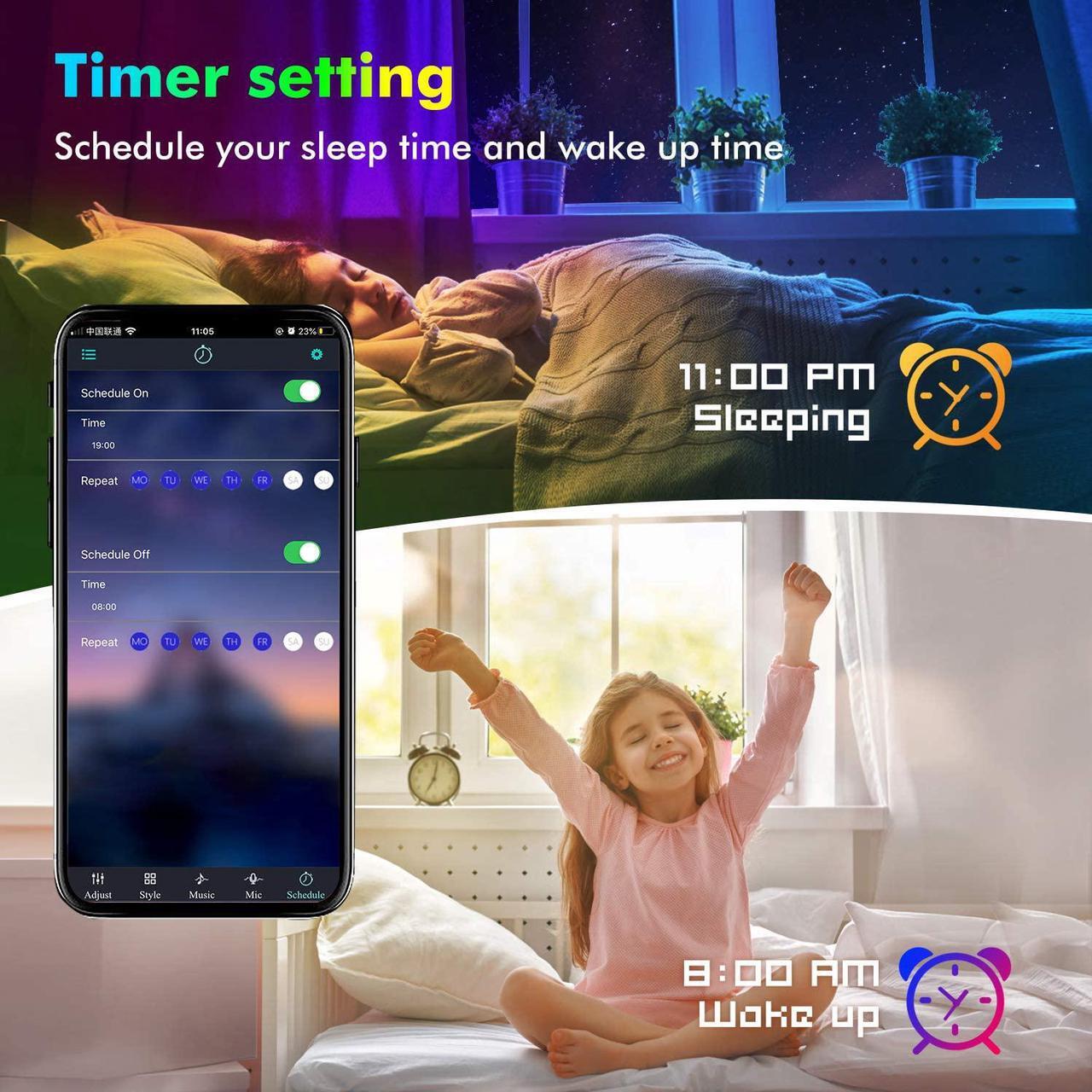 Alt view image 6 of 7 - USB Led Light Strips, SMY Lighting Color Changing LED Strip Light with Music Sync, Remote, Built-in Mic, Bluetooth App Control, RGB LED Lights for Bedroom, Party, Kitchen, TV, Home Decor(9.85Ft Music)