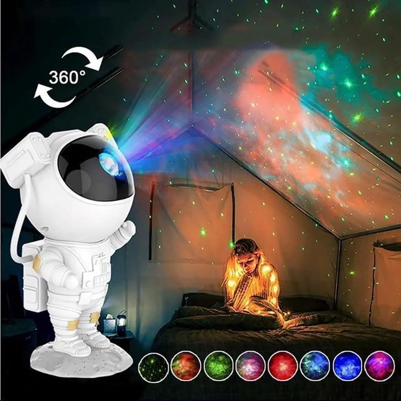 Alt view image 3 of 7 - Astronaut Galaxy Light Projector, Space Buddy Projector Night Light for Bedroom with Remote Control and Timer, Astro Alan Star Ceiling Projector for Kids Adults