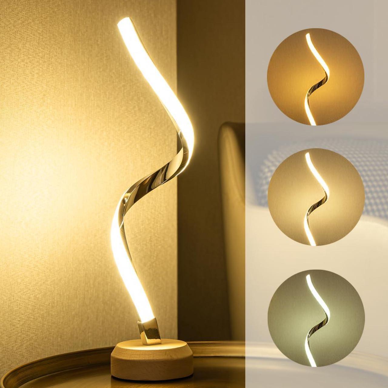 Main image of Spiral Nightstand Lamps,Modern LED Bedside Table Lamp,Desk Lamp for Bedroom,Dimmable Night Table Reading Light with Color Changing,Metal Lighting for Bed Side Living room Indoor Home Decor Warm