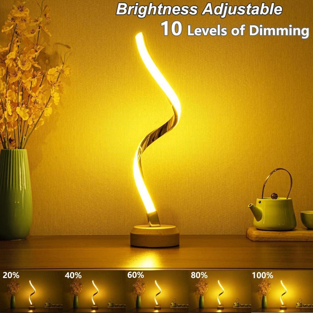 Alt view image 3 of 7 - Spiral Nightstand Lamps,Modern LED Bedside Table Lamp,Desk Lamp for Bedroom,Dimmable Night Table Reading Light with Color Changing,Metal Lighting for Bed Side Living room Indoor Home Decor Warm