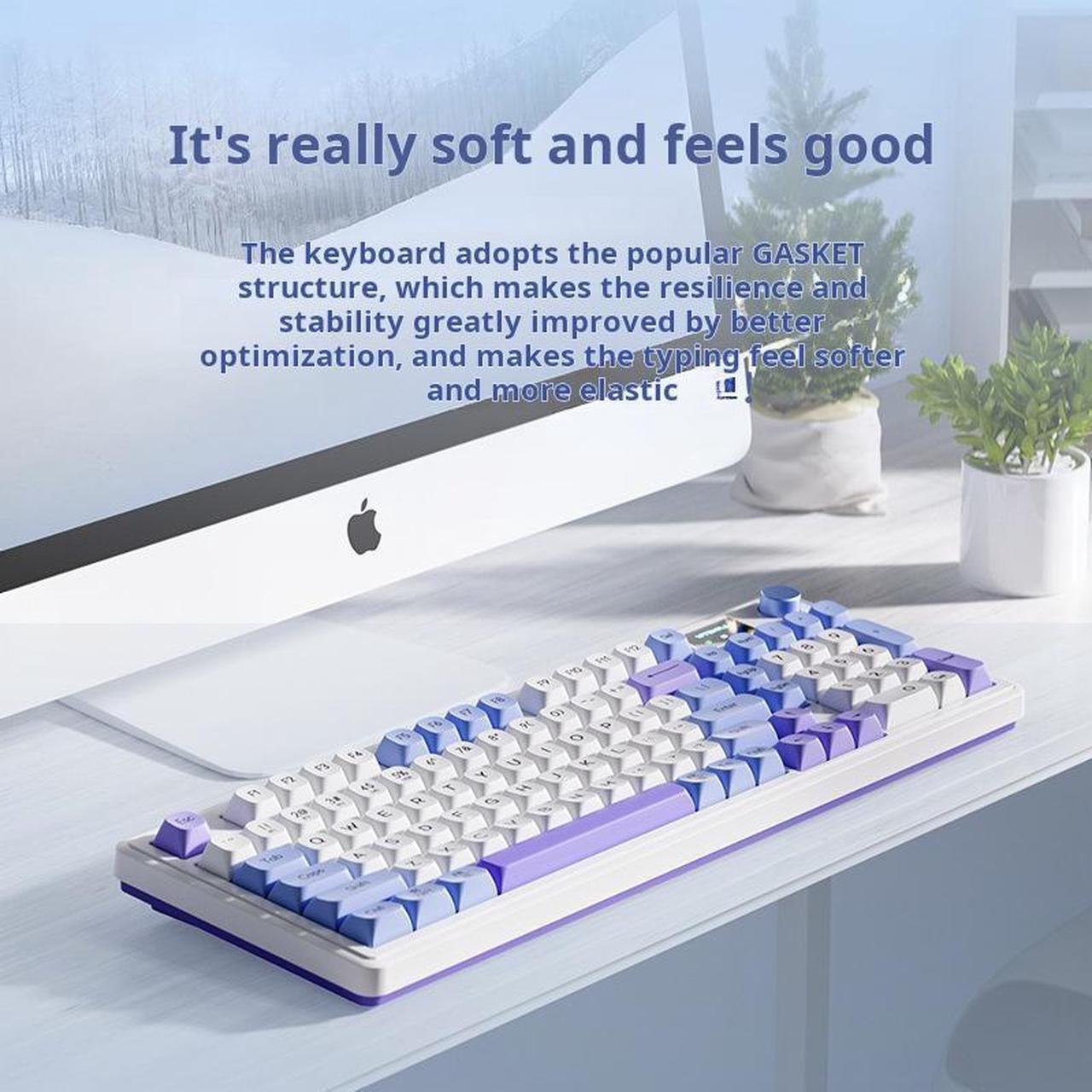 Alt view image 2 of 4 - L98 three-mode Bluetooth wireless 2.4g wired keyboard Mechanical feel e-sports office keyboard WIN/MAC dual system RGB light effect GASKET structure
