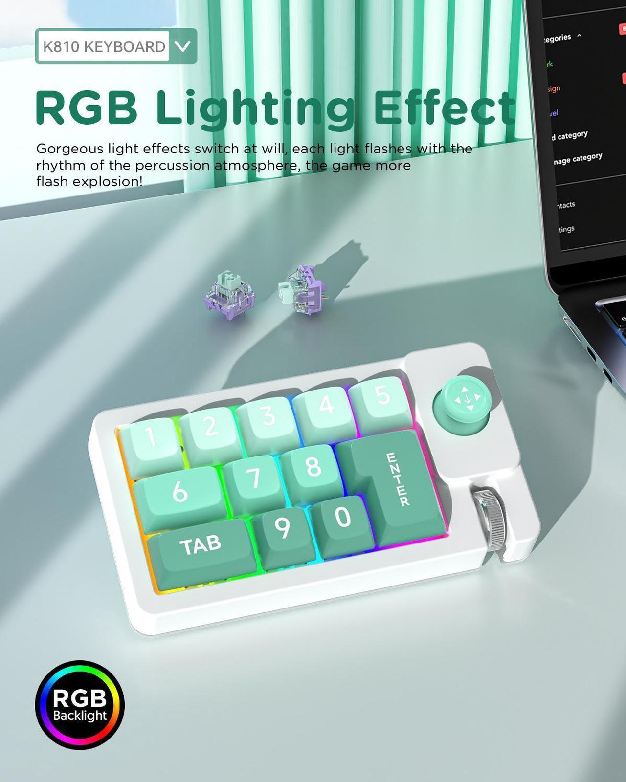 Alt view image 6 of 6 - SMY Lighting K810 joystick macro definition RGB hot swappable macro definition wired mechanical gaming keyboard Black