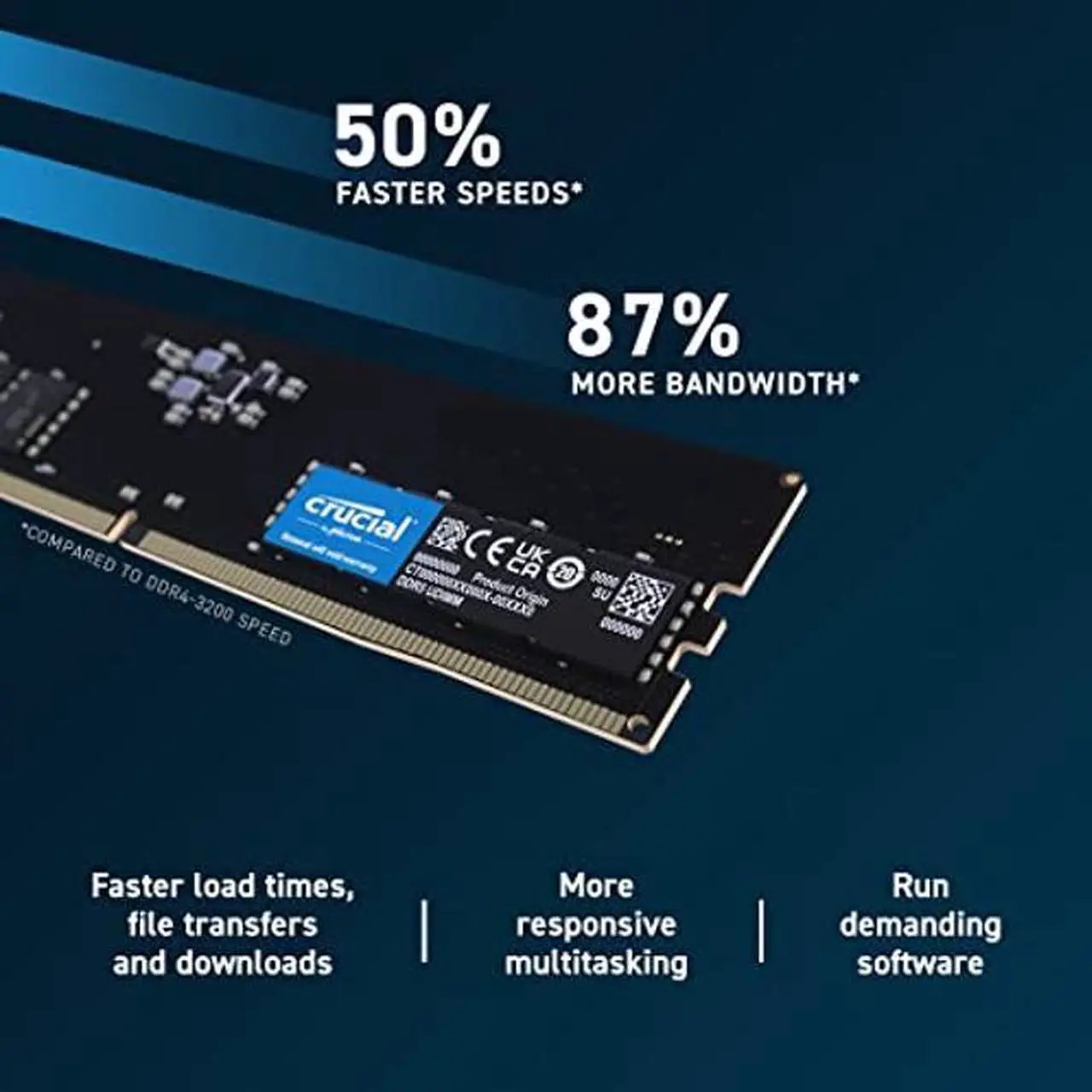 Alt view image 3 of 5 - Crucial RAM 64GB Kit (2x32GB) DDR5 4800MHz CL40 Desktop Memory CT2K32G48C40U5