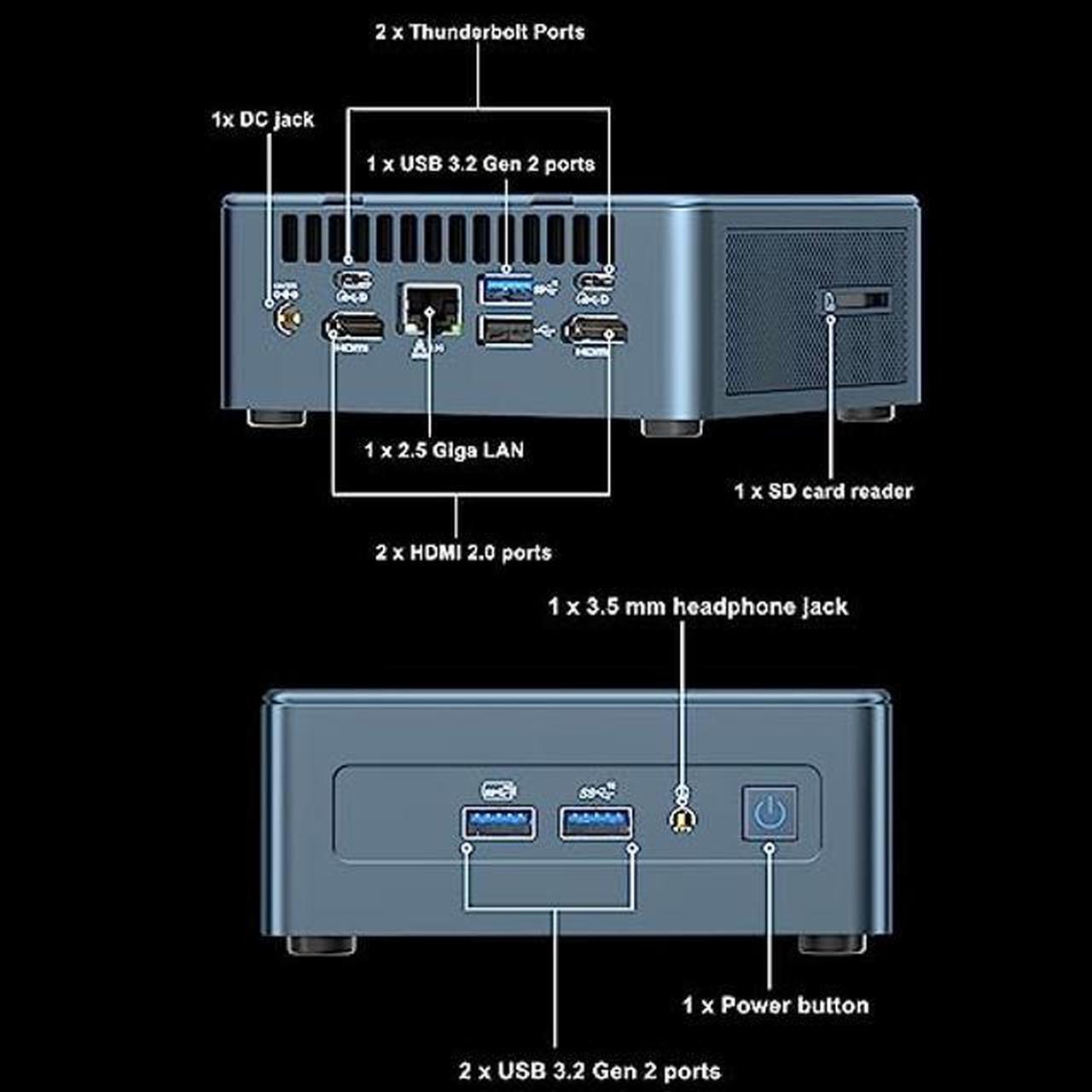 Alt view image 5 of 5 - GEEKOM Mini PC Mini IT12, 12th Gen Intel i7-12650H NUC12 Mini Computers(10 Cores,16 Threads) 16GB DDR4/512GB PCIe Gen 4 SSD Windows 11 Pro Desktop PC Support Wi-Fi 6E/Bluetooth 5.2/USB 4.0/2.5G LAN/8K