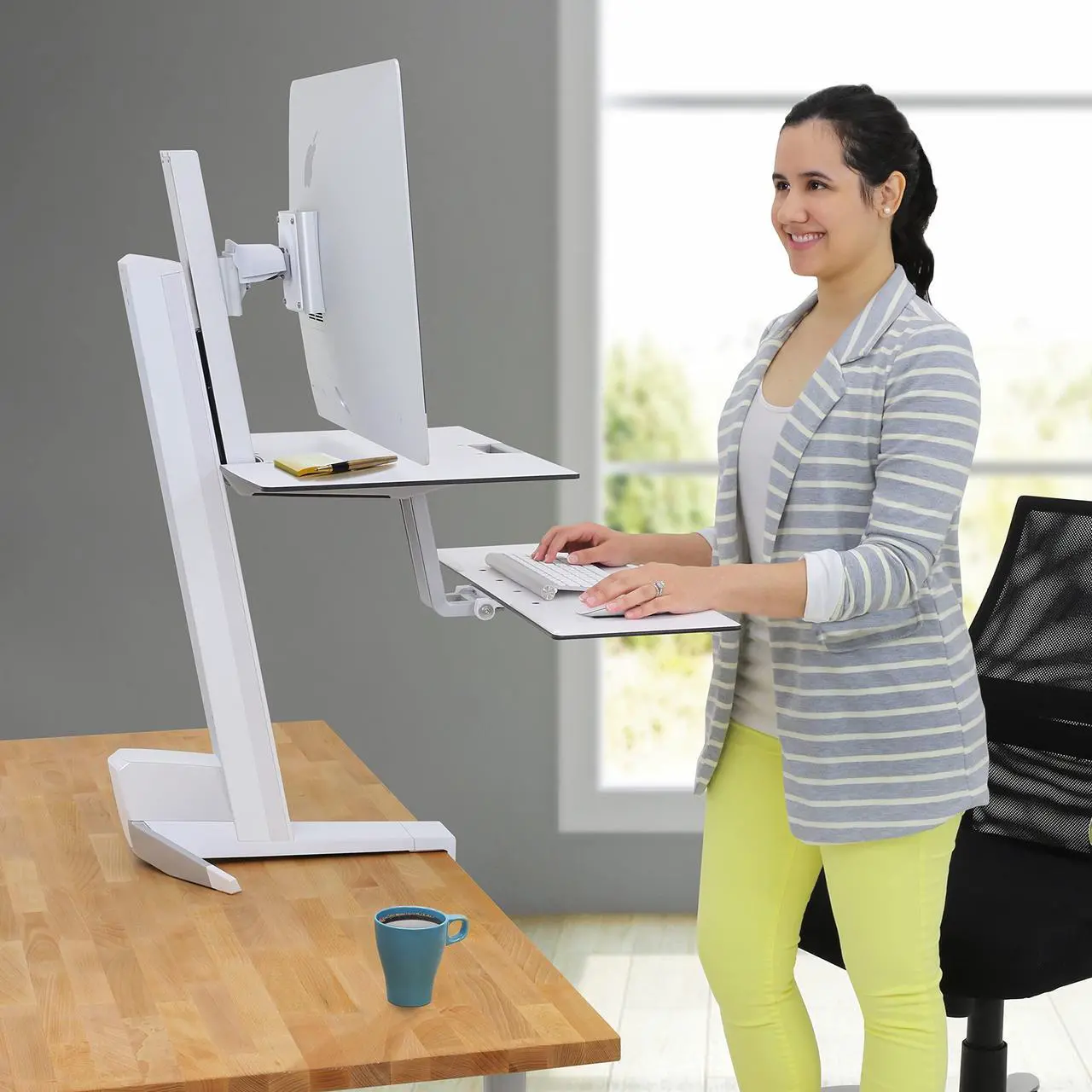Alt view image 4 of 5 - Ergotron - WorkFit-S LD Single Monitor Standing Desk Converter, Sit-Stand Workstation for Tabletops - 6 to 16 lbs, White
