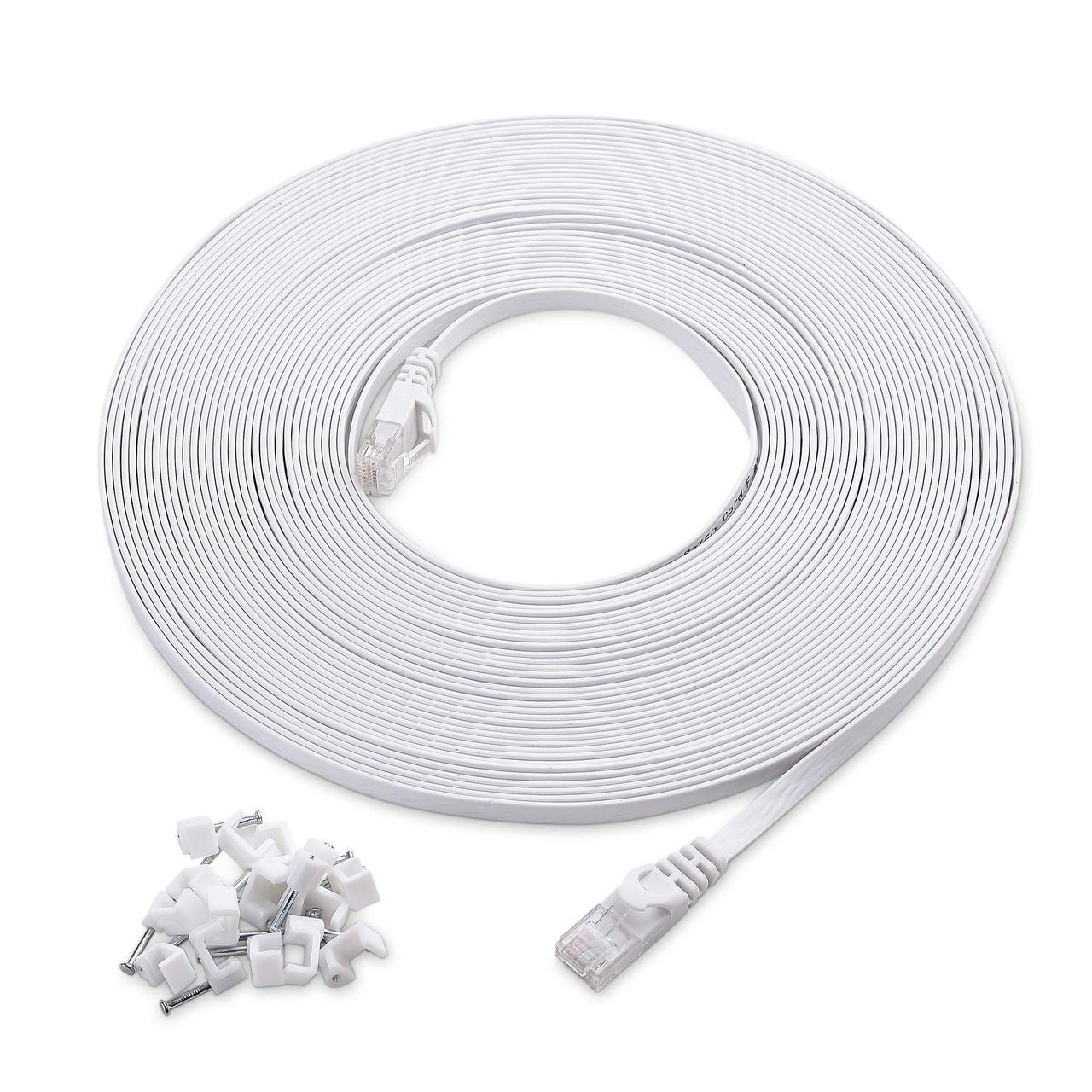 Alt view image 5 of 5 - Cable Matters Snagless Long Cat6 Ethernet Cable (Cat6 Cable, Cat 6 Cable) in Blue 75 ft & Cat6 Flat Ethernet Cable in White 50 ft